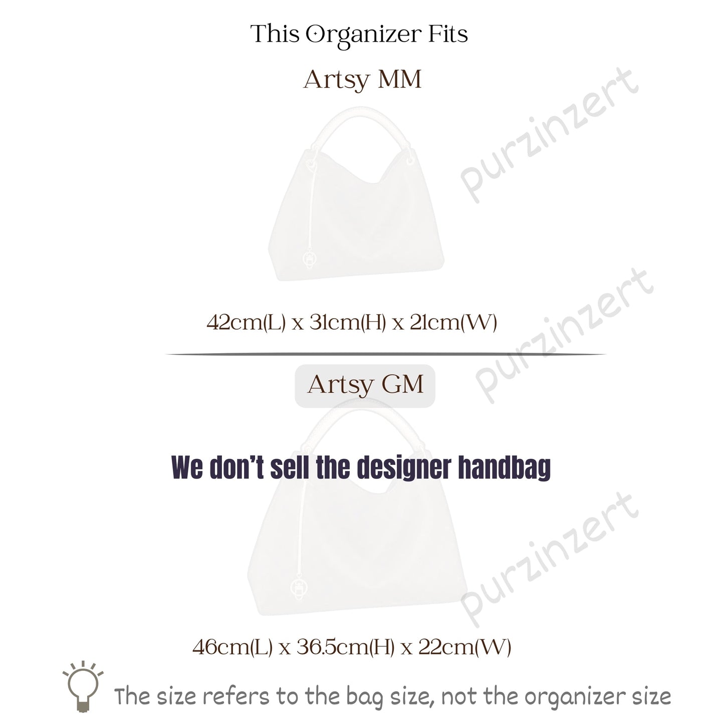 Bag Insert for (LV, Artsy GM (Large)) Organizer of Felt Fabric