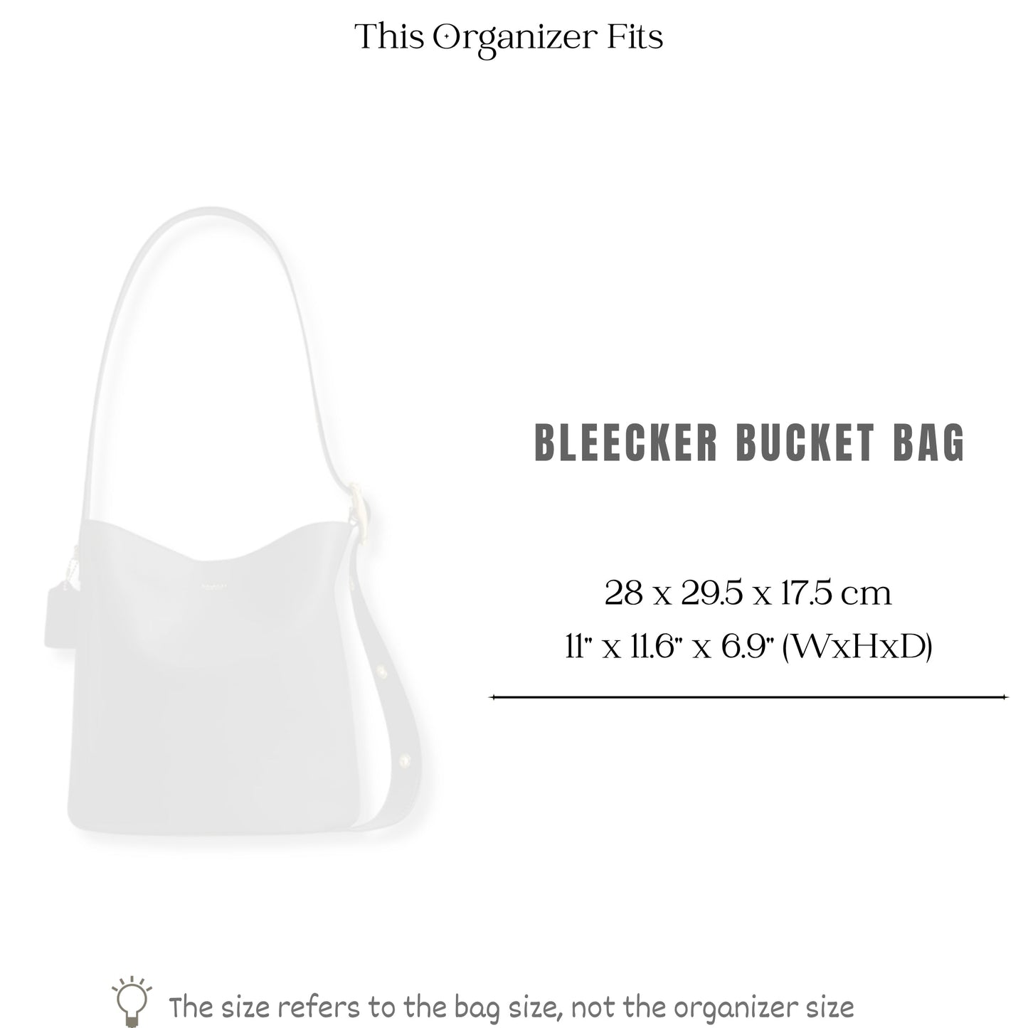 Bag Insert for (Coach, BLEECKER BUCKET BAG) Organizer of Silk Fabric