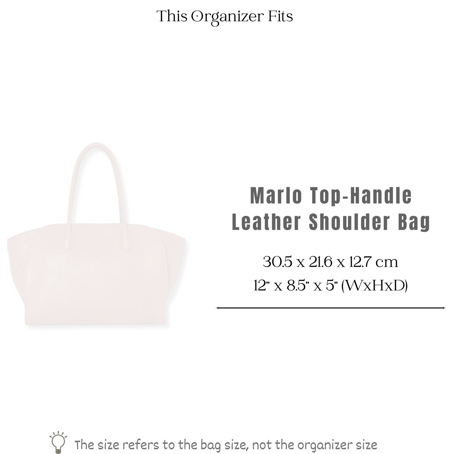 Bag Insert for (The Row, Marlo 12 Bag in Leather) Organizer of Felt Fabric