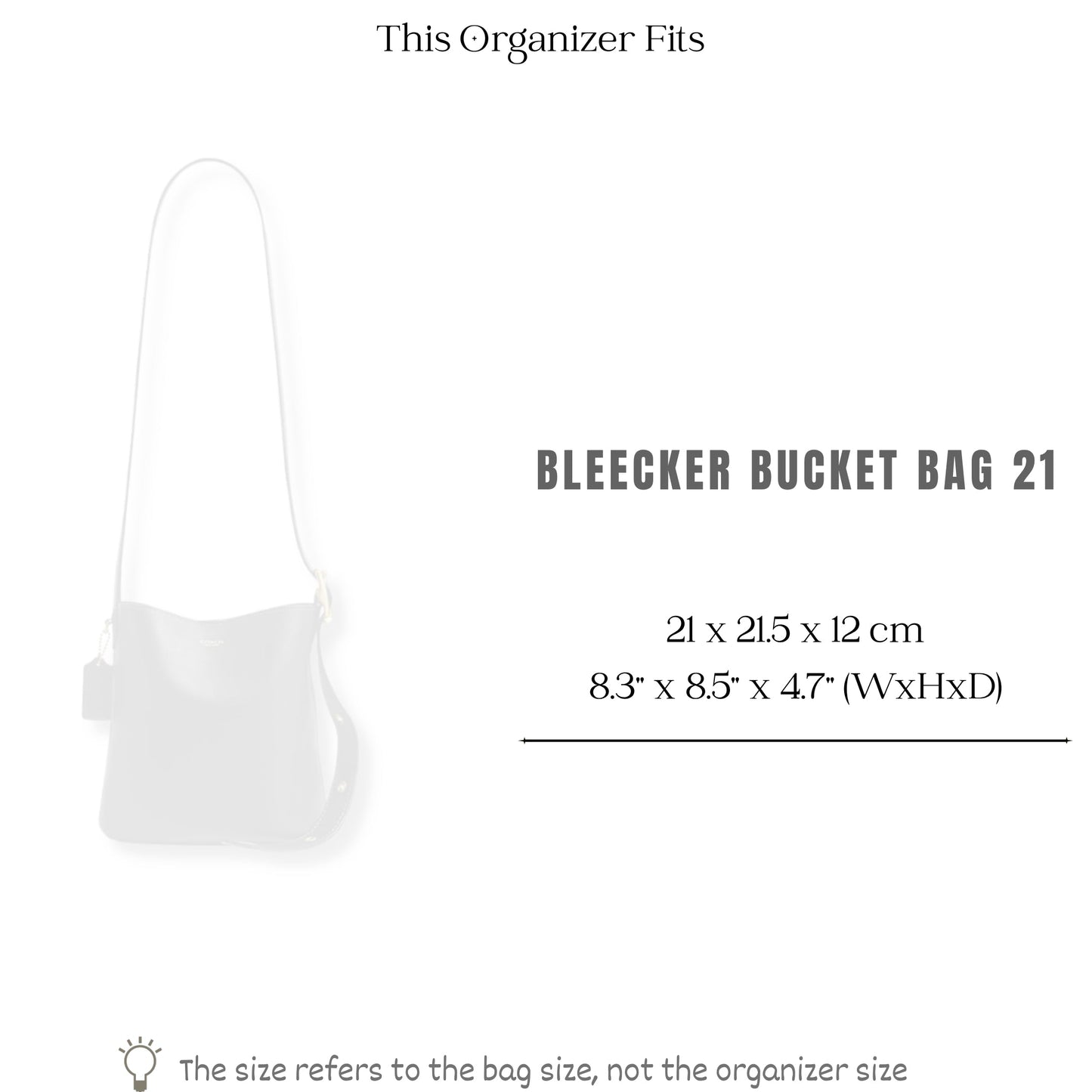 Bag Insert for (Coach, BLEECKER BUCKET BAG 21) Organizer of Silk Fabric