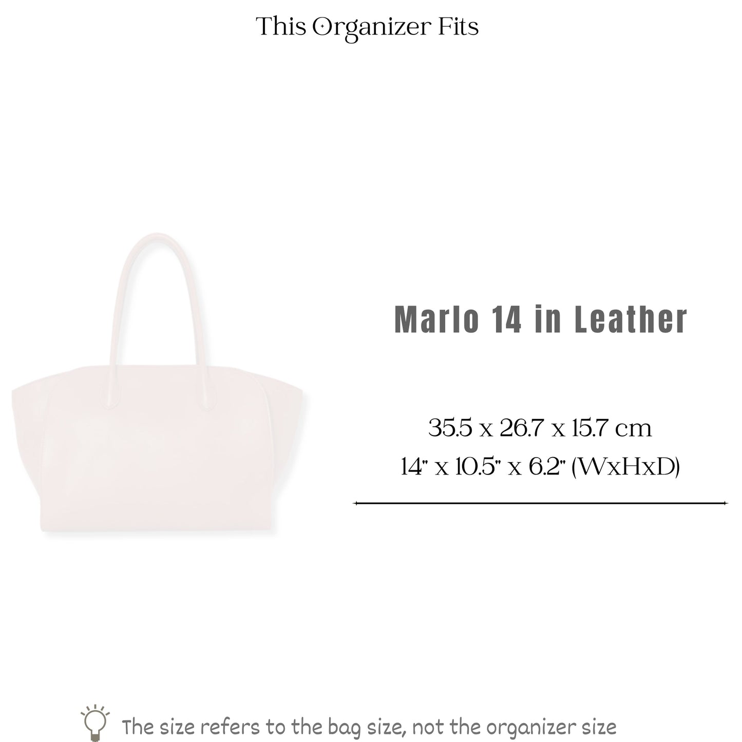 Bag Insert for (The Row, Marlo 14 Bag in Leather) Organizer of Silk Fabric