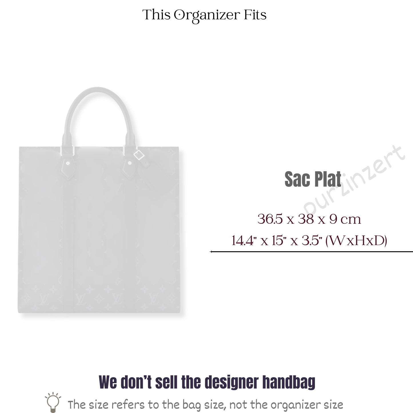 Bag Insert for (LV, Sac Plat) Organizer of Felt Fabric