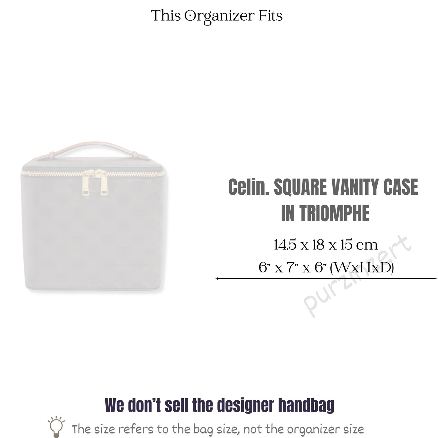 Bag Insert for (Celine, SQUARE VANITY CASE) Organizer of Felt Fabric