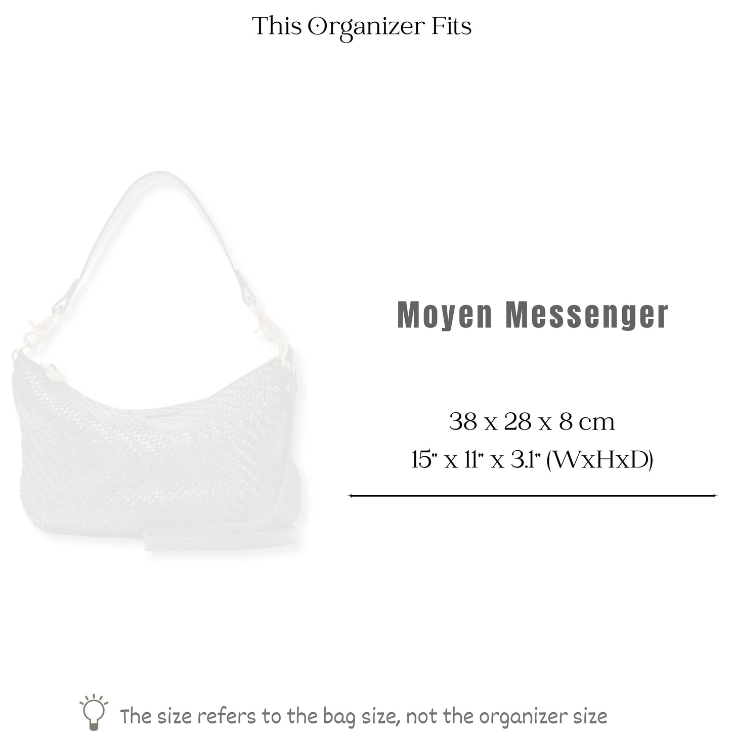 Bag Insert for (Clare V., Moyen Messenger) Organizer of Silk Fabric