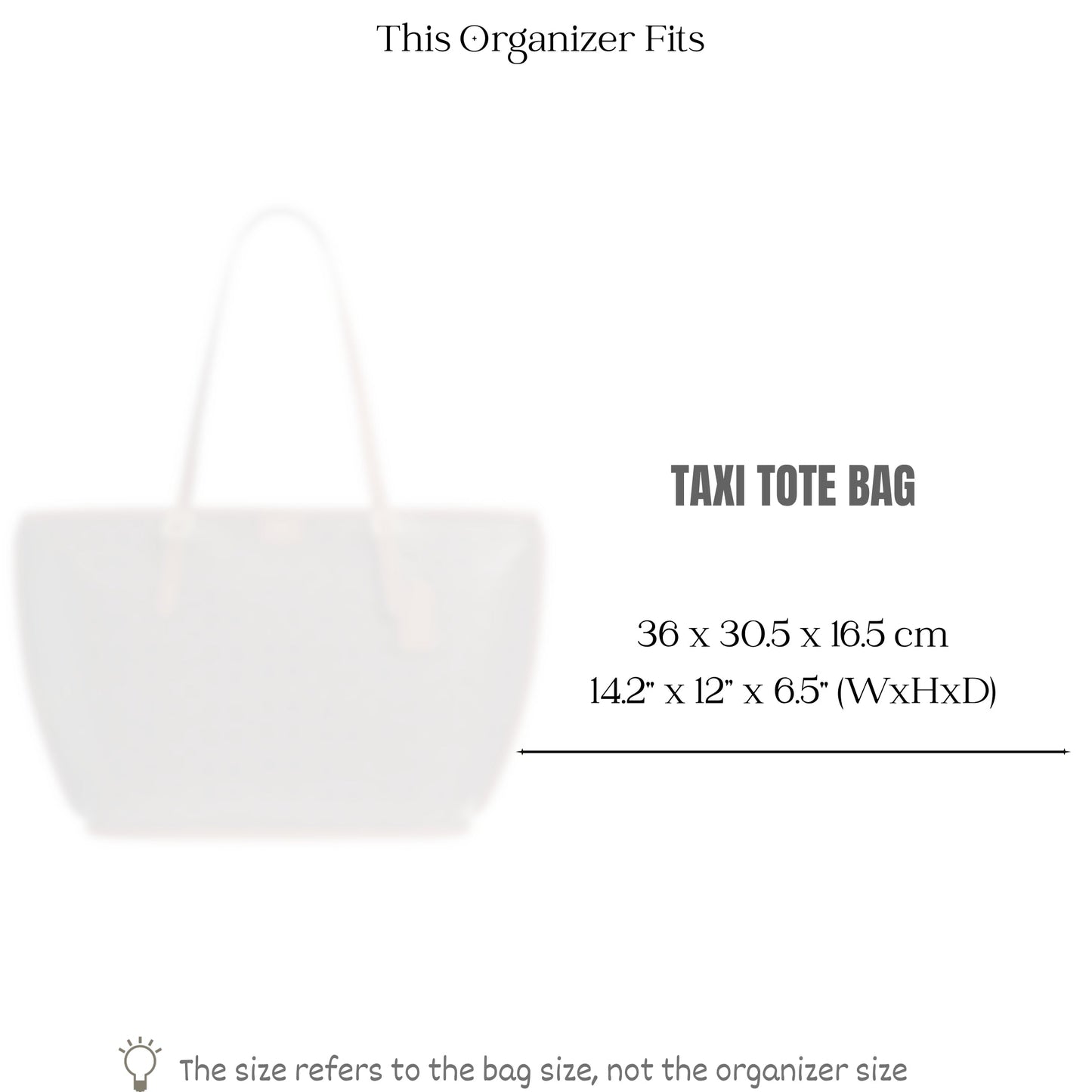 Bag Insert for (Coach, TAXI TOTE 36cm) Organizer of Nylon Fabric