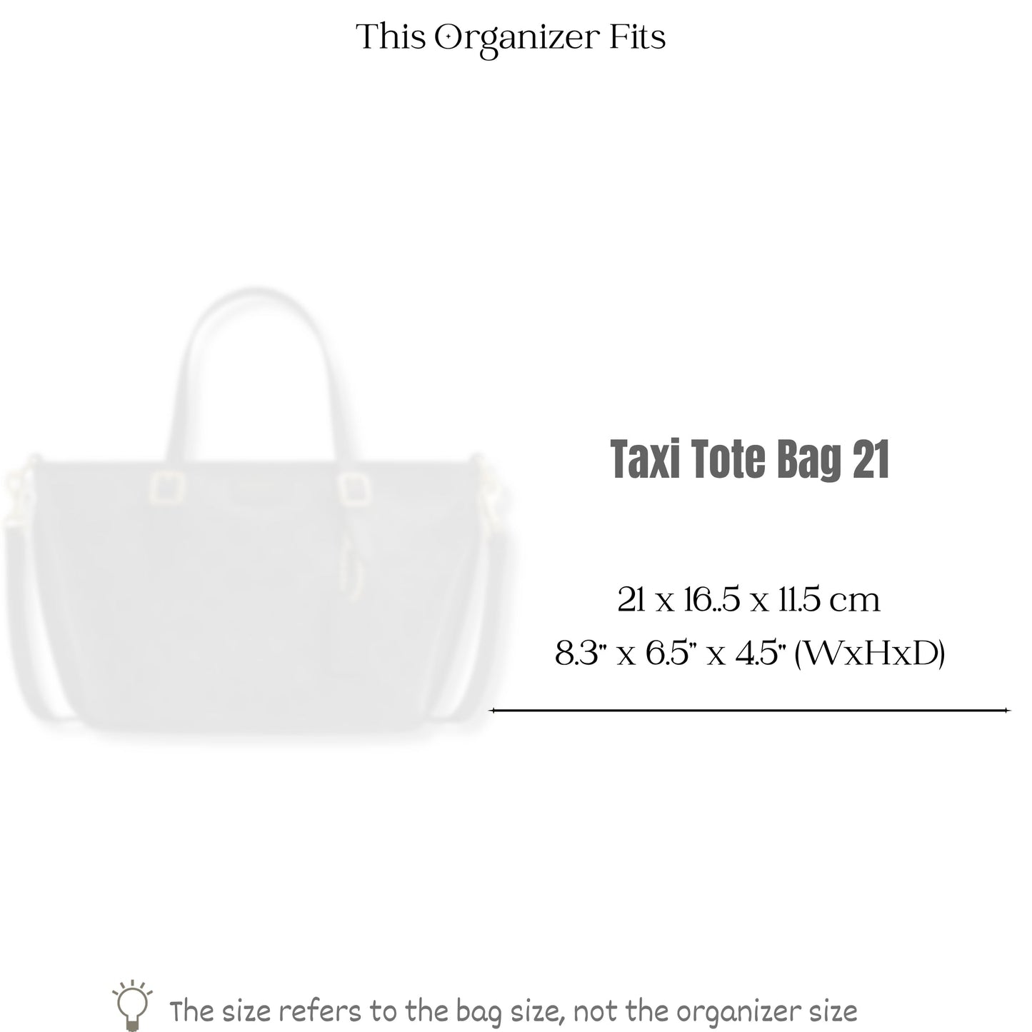 Bag Insert for (Coach, TAXI TOTE 21cm) Organizer of Nylon Fabric