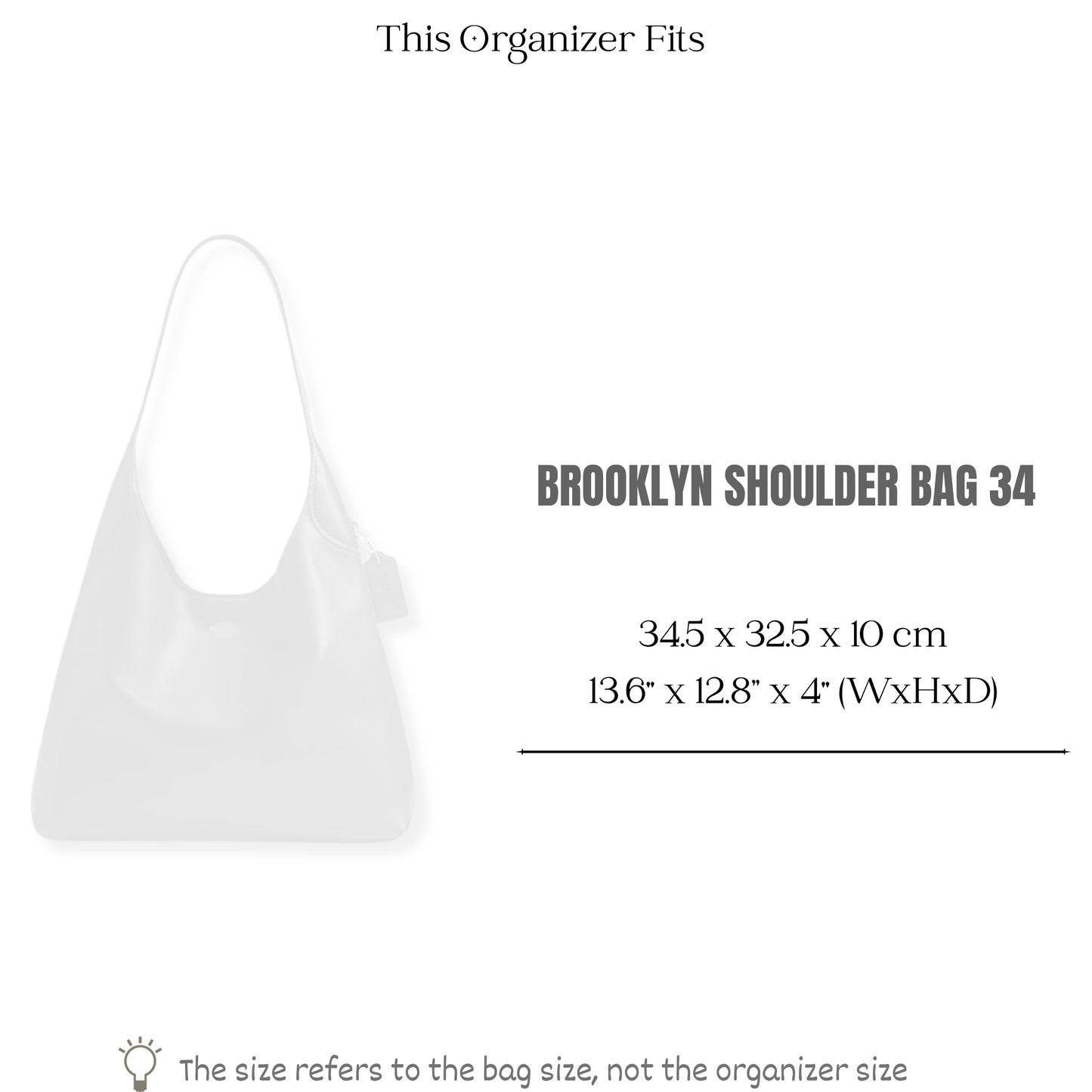 Bag Insert for (Coach, BROOKLYN SHOULDER BAG 34) Organizer of Silk Fabric