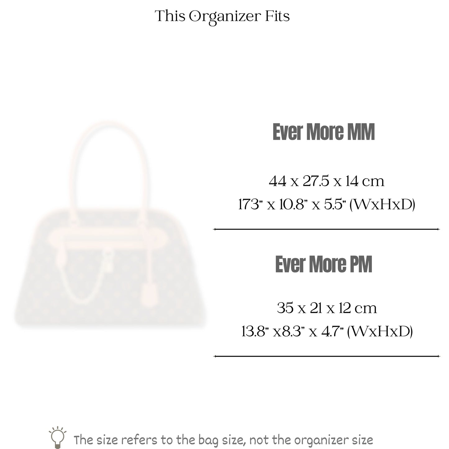 Bag Insert for (LV, Ever More MM) Organizer of Silk Fabric