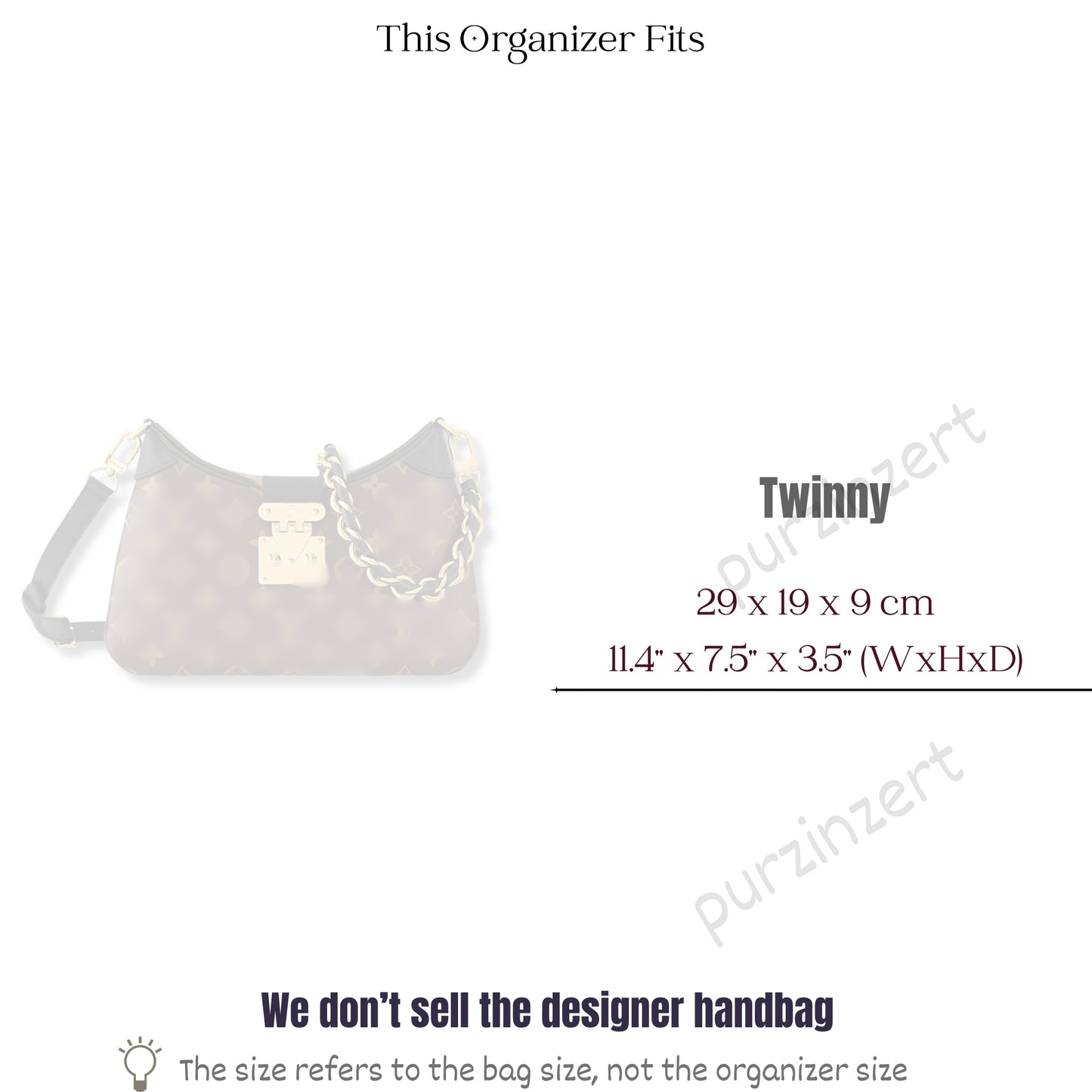 Bag Insert for (LV, Twinny) Organizer of Felt Fabric
