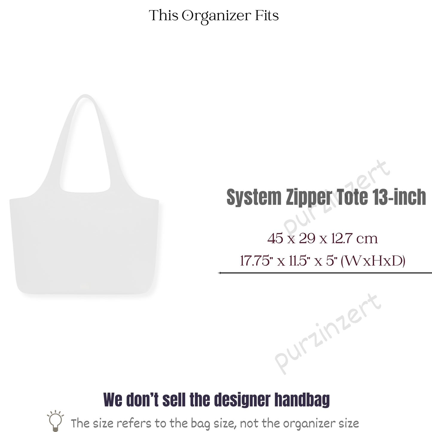 Bag Insert for (Cuyana, System Zipper Tote 13-inch) Organizer of Felt Fabric