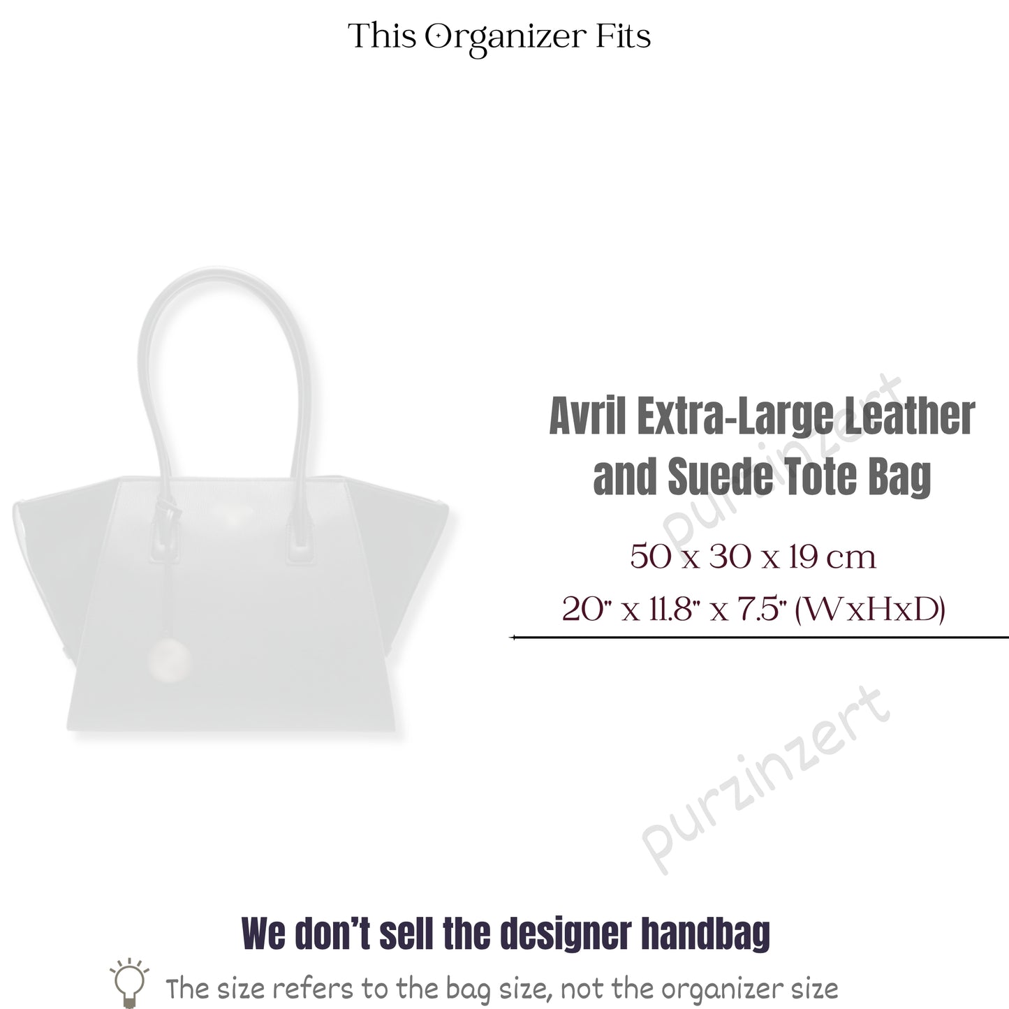 Bag Insert for (Michael Kors, Avril Extra-Large Leather and Suede Tote Bag) Organizer of Felt Fabric
