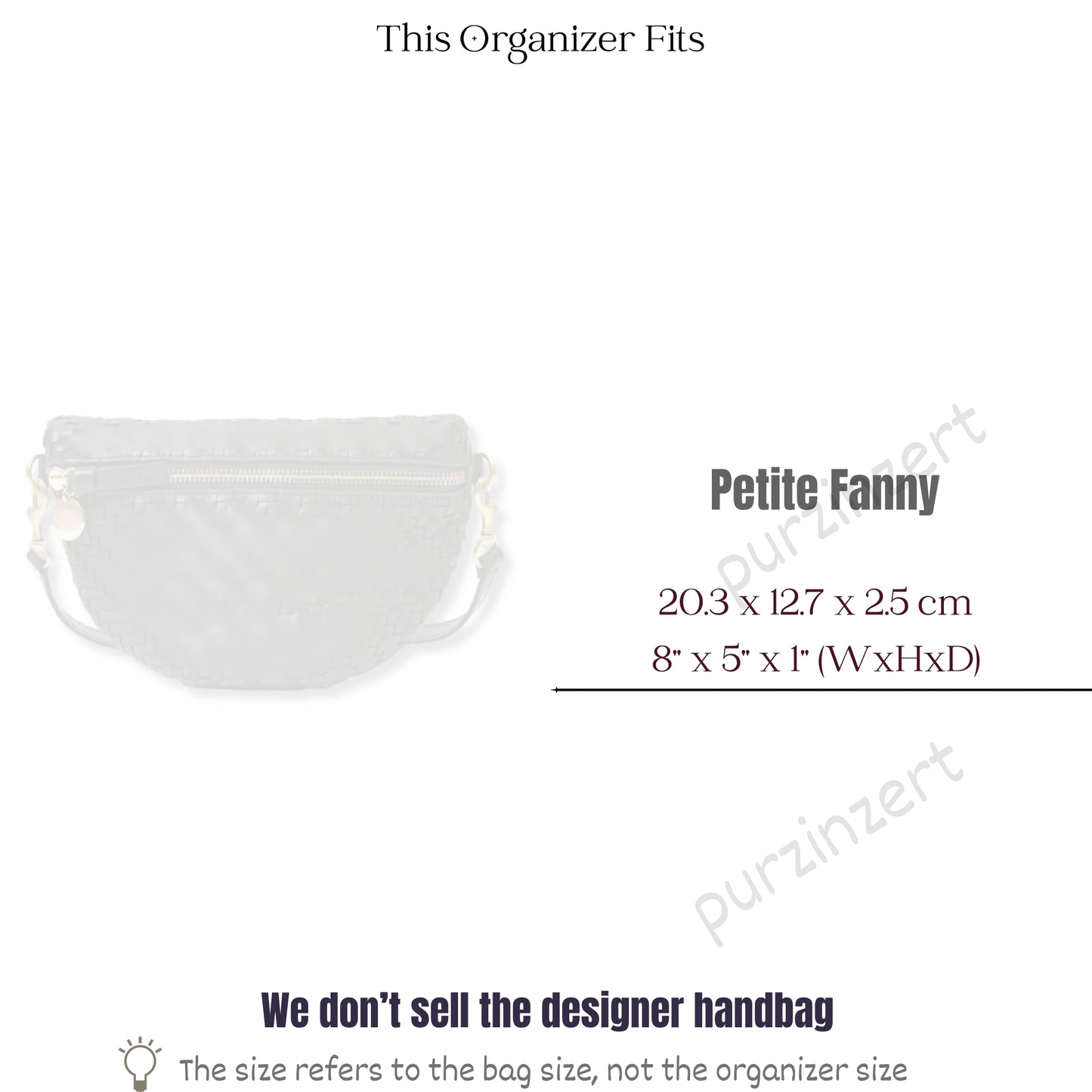 Bag Insert for (Clare V., Petite Fanny) Organizer of Felt Fabric