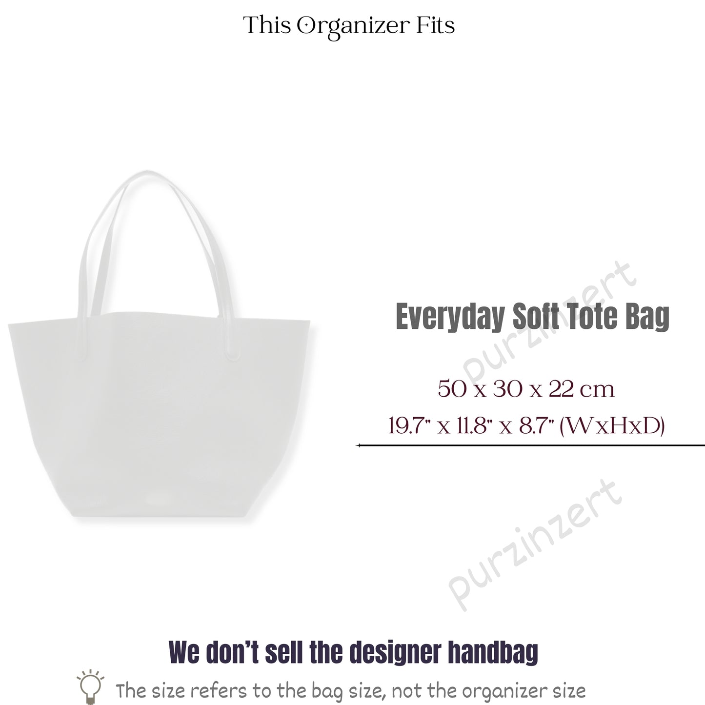 Bag Insert for (Mansur Gavriel, Everyday Soft Tote Bag) Organizer of Felt Fabric