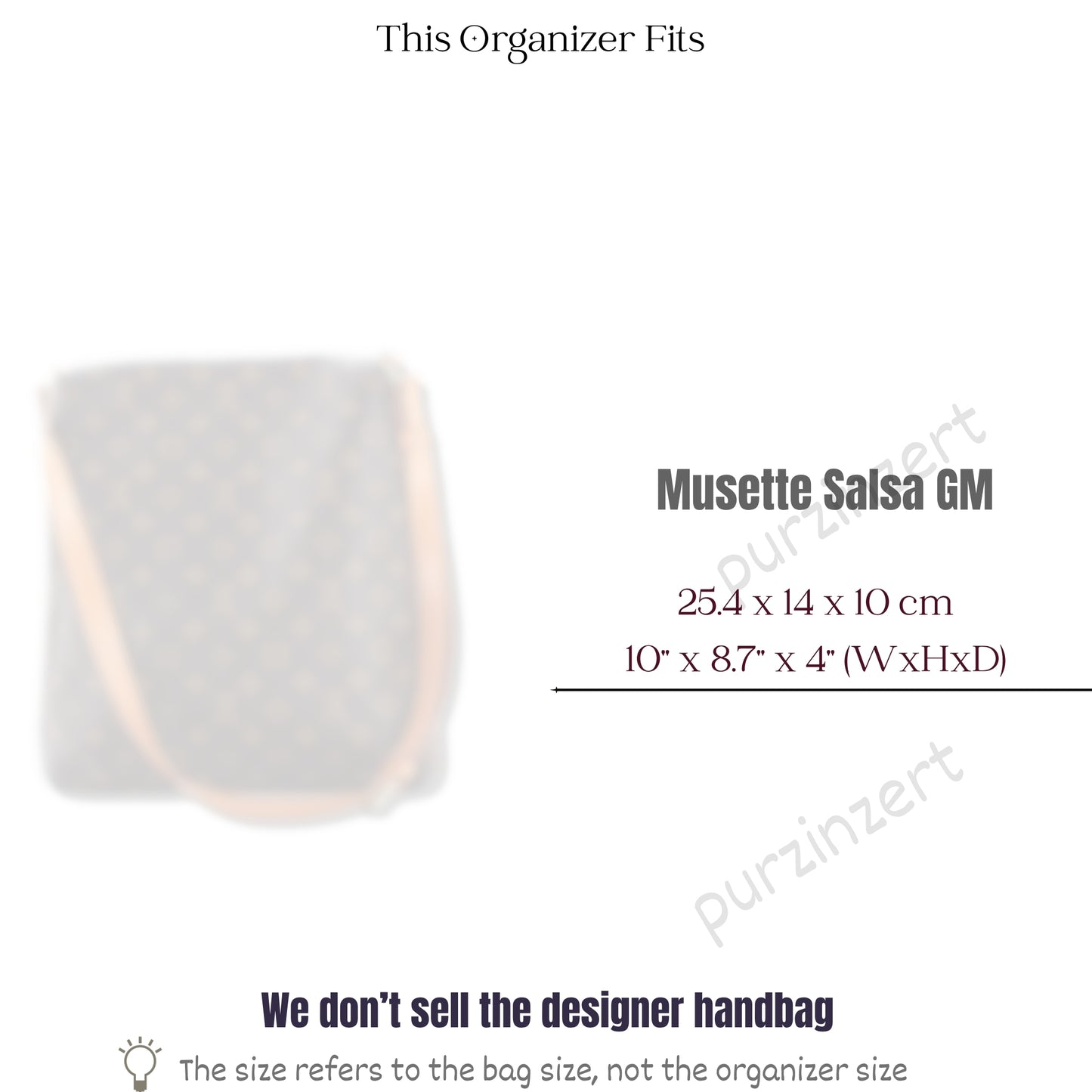 Bag Insert for (LV, Musette Salsa GM) Organizer of Silk Fabric