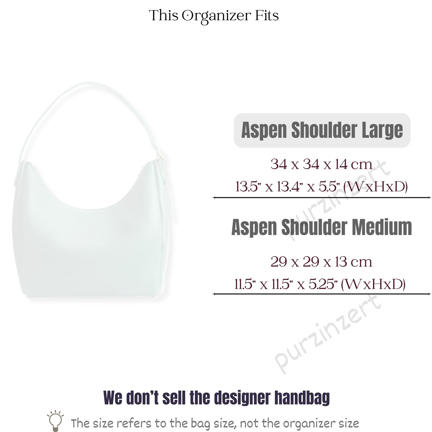 Bag Insert for (Portland Leather Goods, Large Aspen Shoulder Bag) Organizer of Felt Fabric