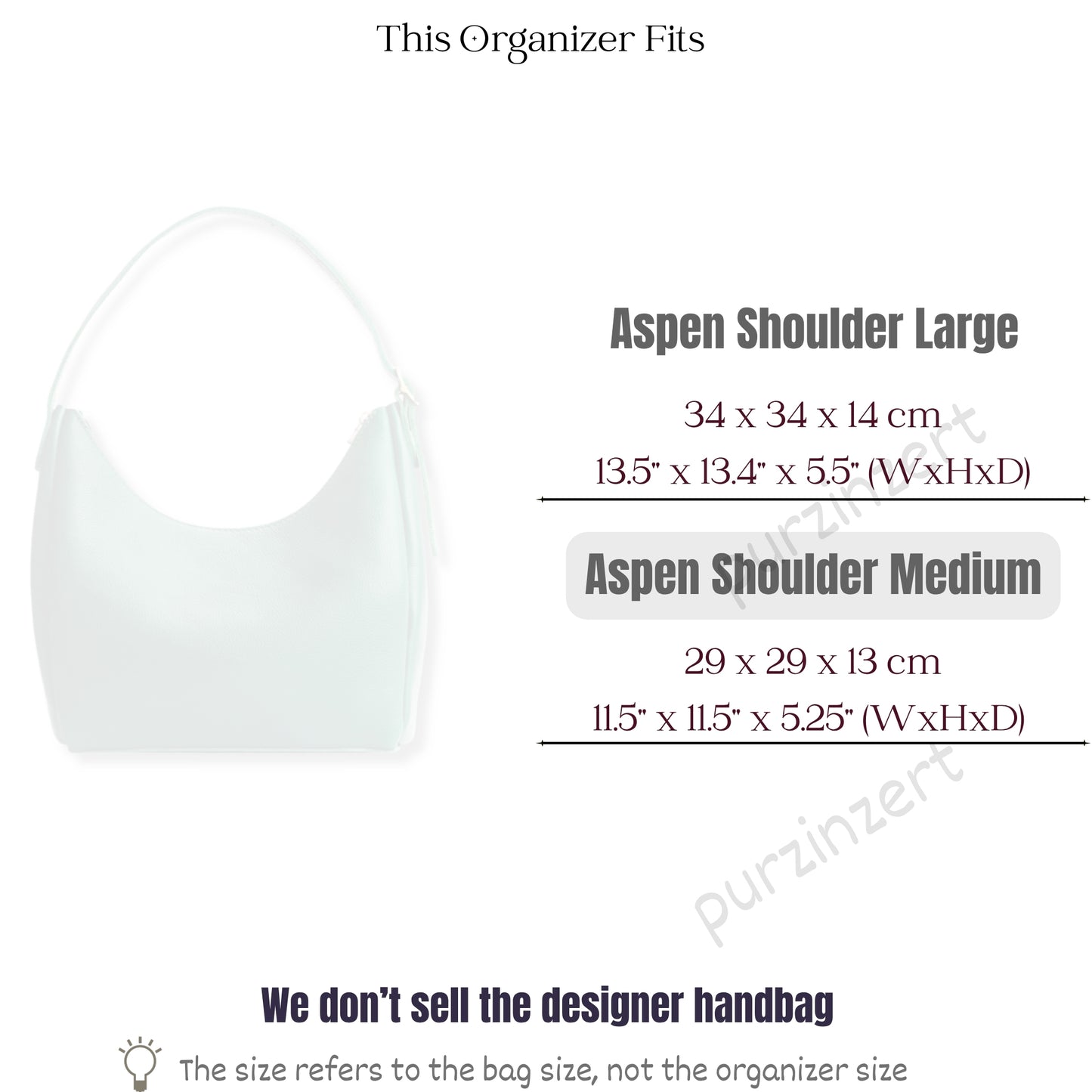 Bag Insert for (Portland Leather Goods, Medium Aspen Shoulder Bag) Organizer of Felt Fabric