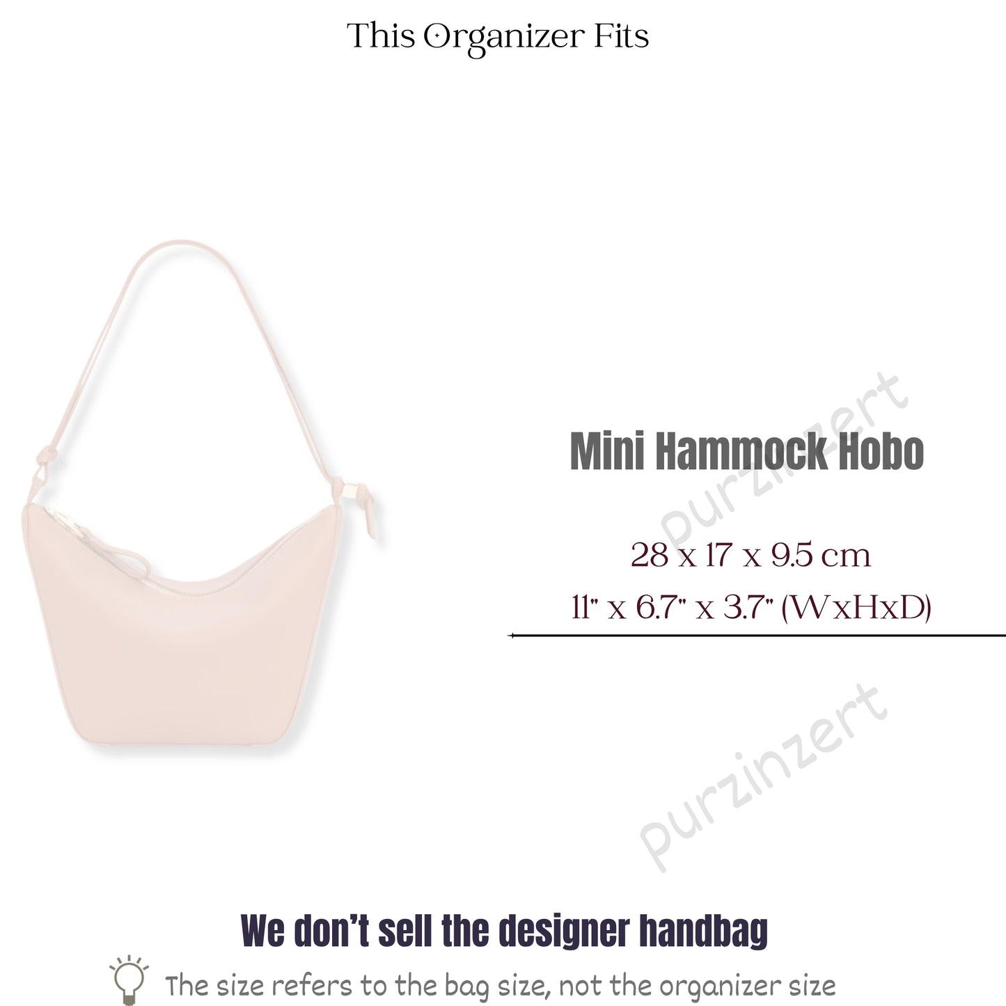 Bag Insert for (Loewe, Mini Hammock hobo) Organizer of Silk Fabric