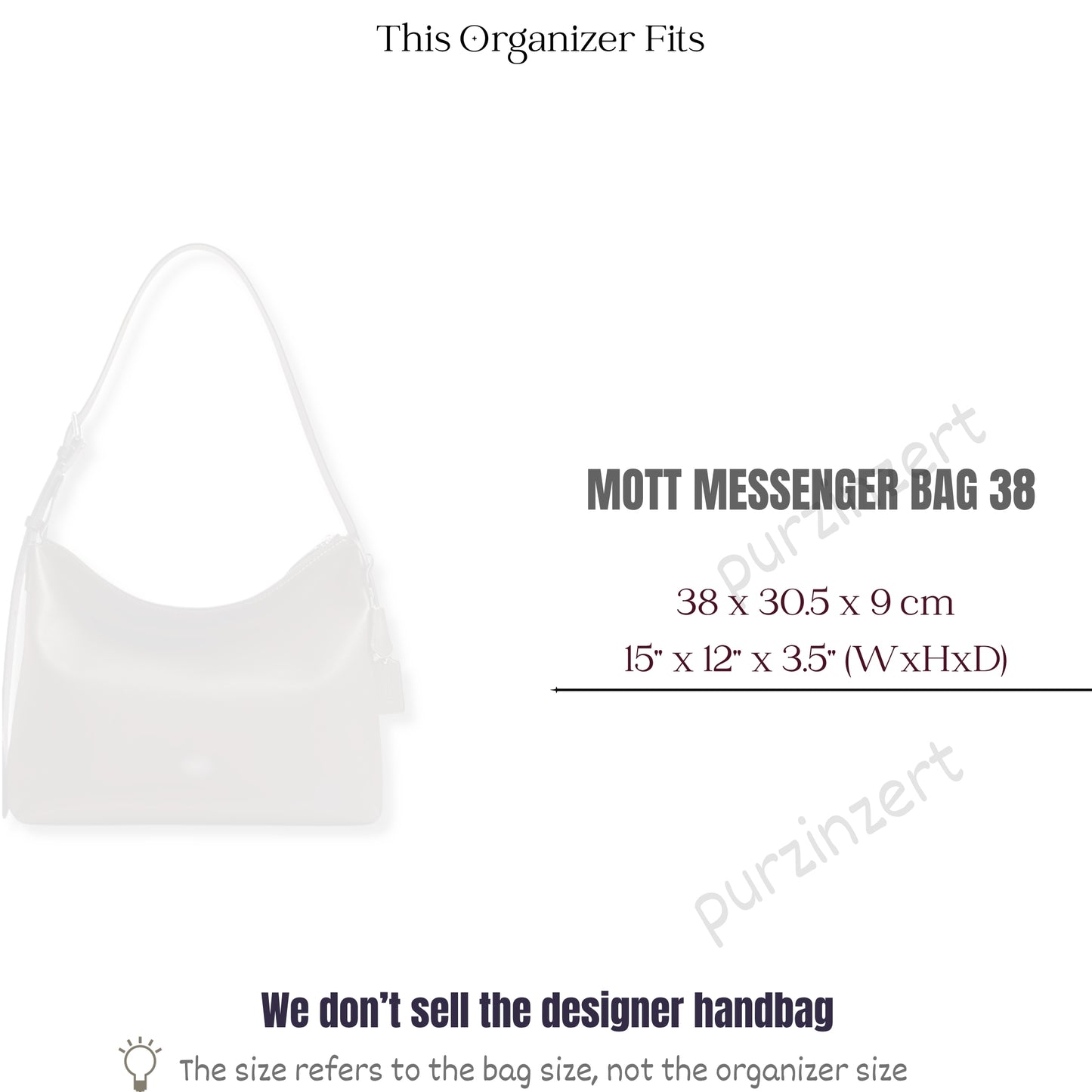 Bag Insert for (Coach, MOTT MESSENGER BAG 38) Organizer of Silk Fabric