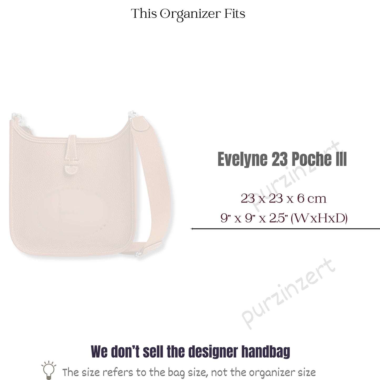 Bag Insert for (Hermes, Evelyne 23 Poche III) Organizer of Felt Fabric