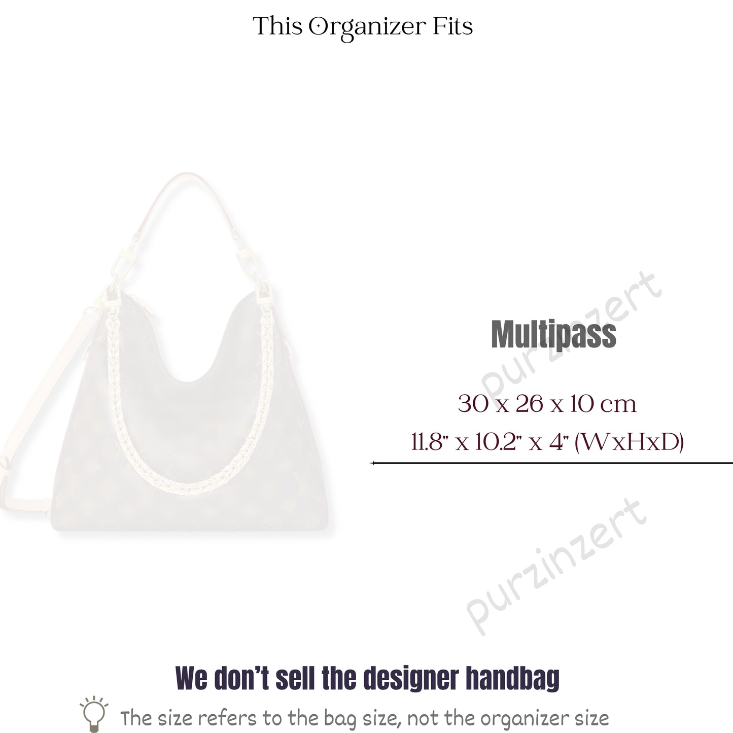 Bag Insert for (LV, Multipass) Organizer of Silk Fabric