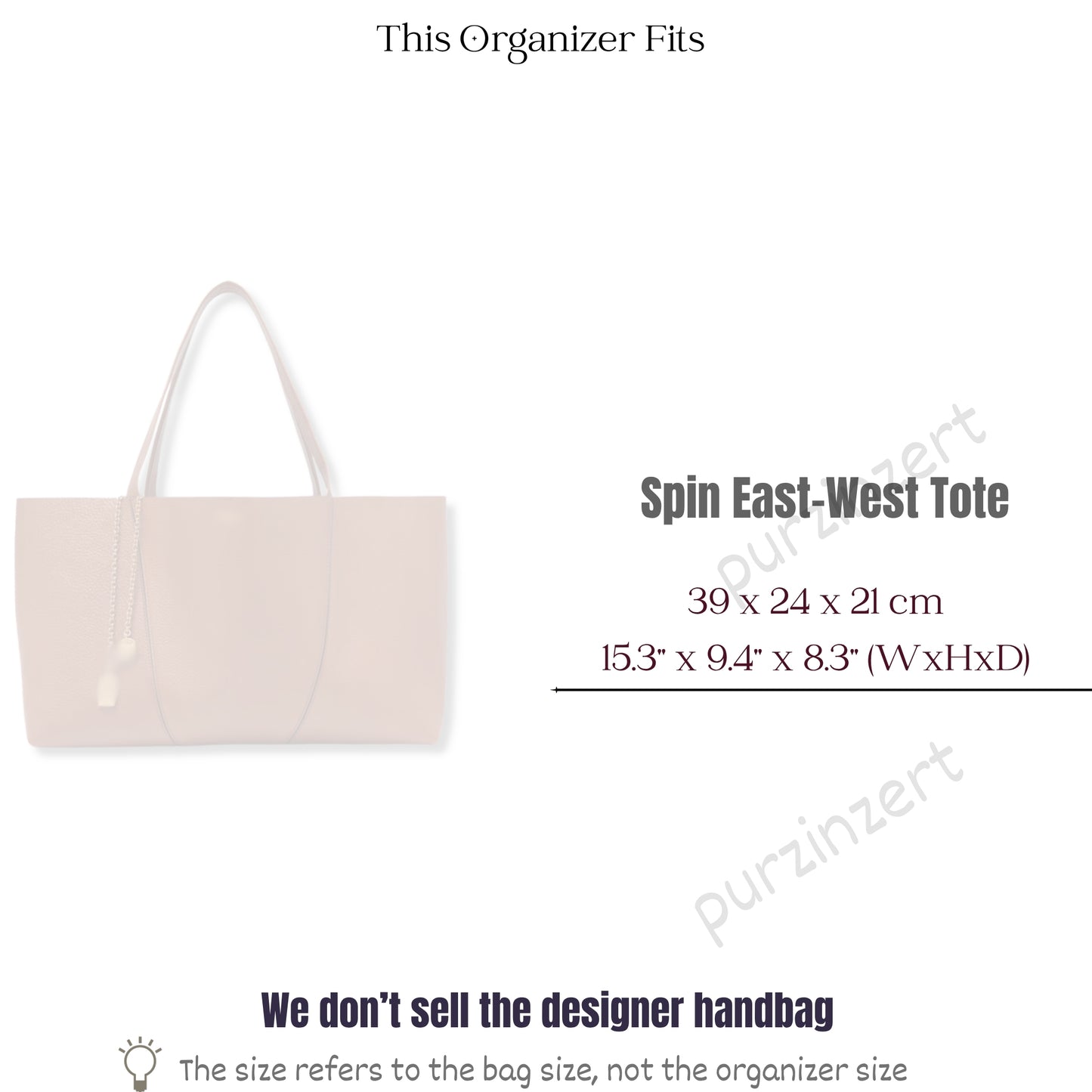 Bag Insert for (Chloe, Spin east-west tote) Organizer of Nylon Fabric