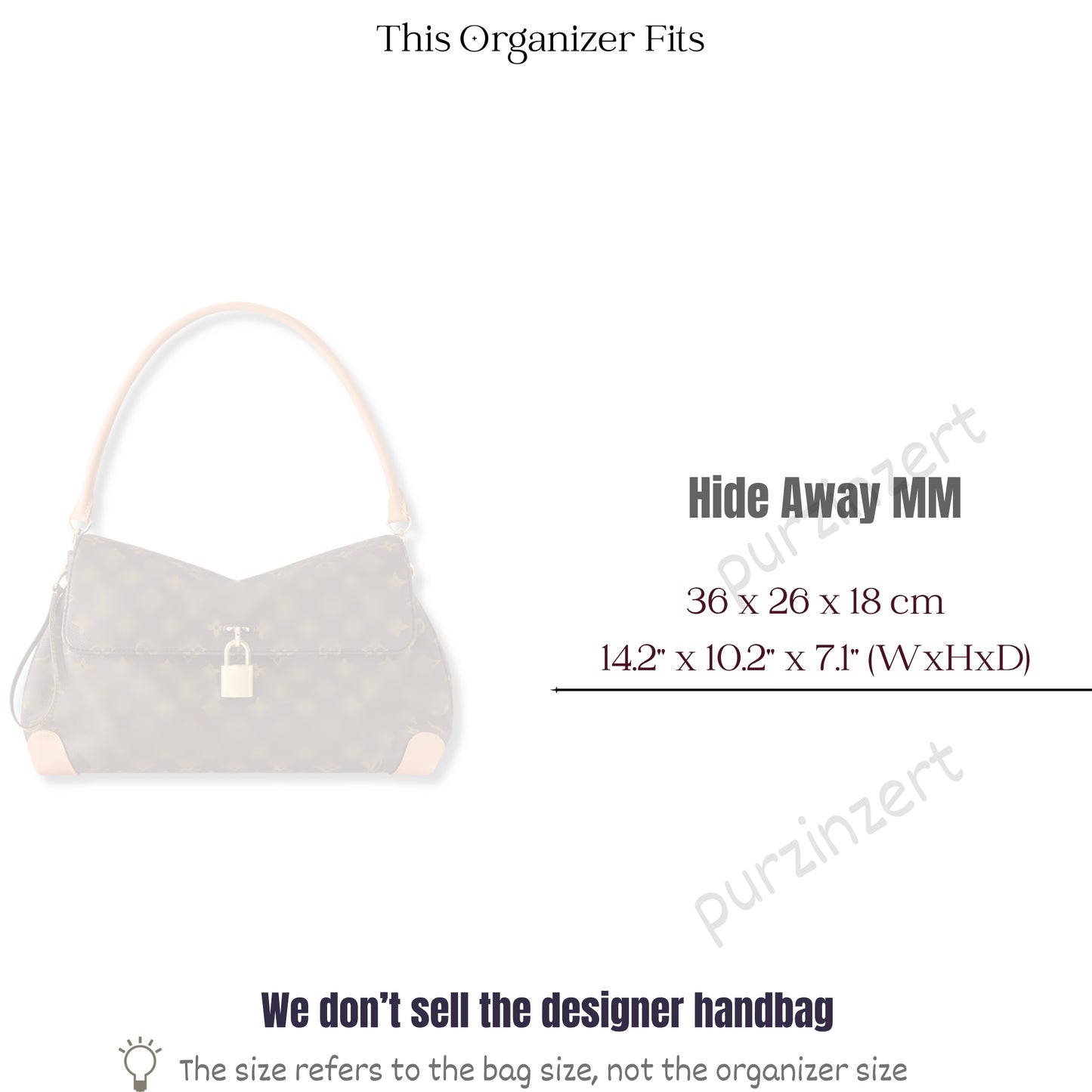 Bag Insert for (LV, Hide Away MM) Organizer of Felt Fabric