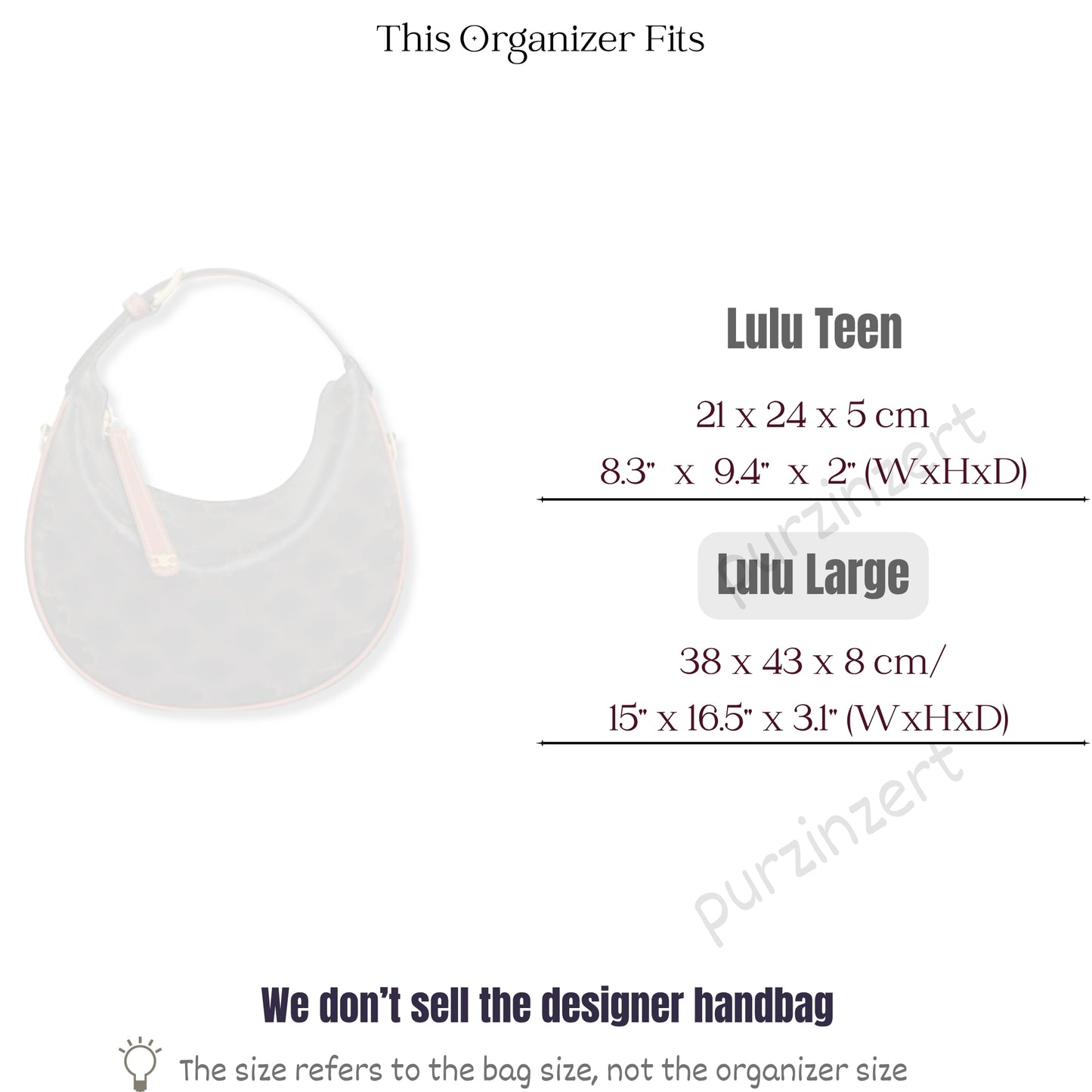 Bag Insert for (Celine, Large Lulu) Organizer of Felt Fabric
