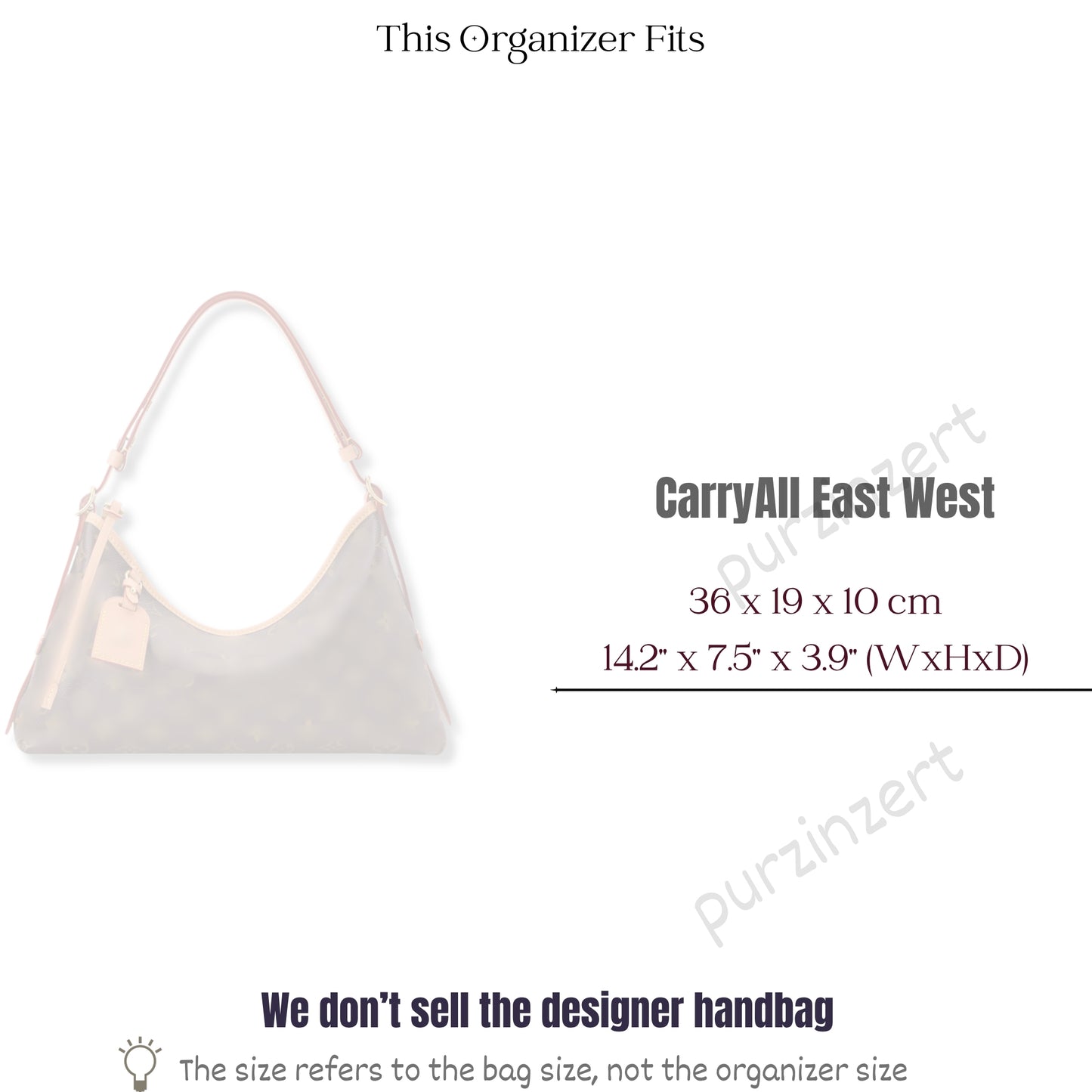 Bag Insert for (LV, CarryAll East West) Organizer of Silk Fabric