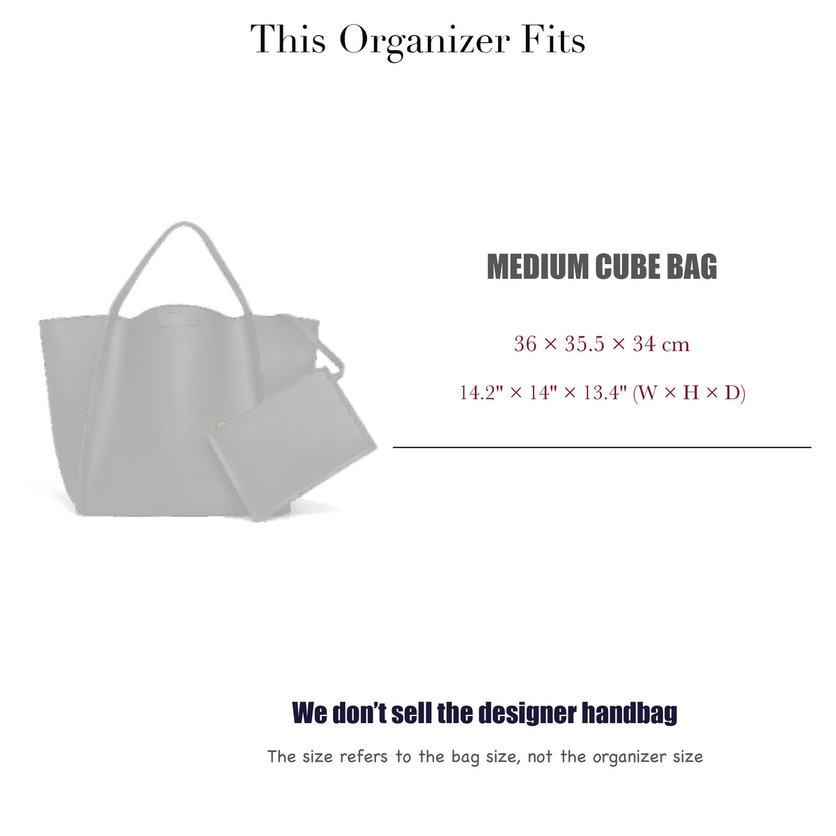Bag Insert for (Celine, Medium CUBE BAG) Organizer of Nylon Fabric