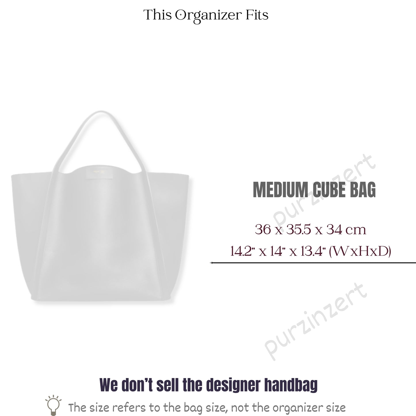 Bag Insert for (Celine, Medium CUBE BAG) Organizer of Felt Fabric
