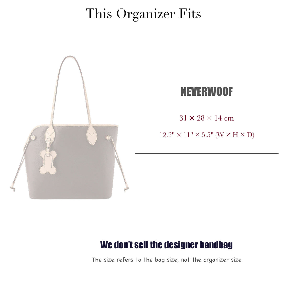 Bag Insert for (LV, Neverwoof) Organizer of Nylon Fabric