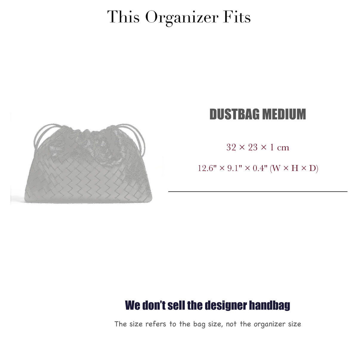 Bag Insert for (Bottega Veneta, Dustbag Medium) Organizer of Silk Fabric