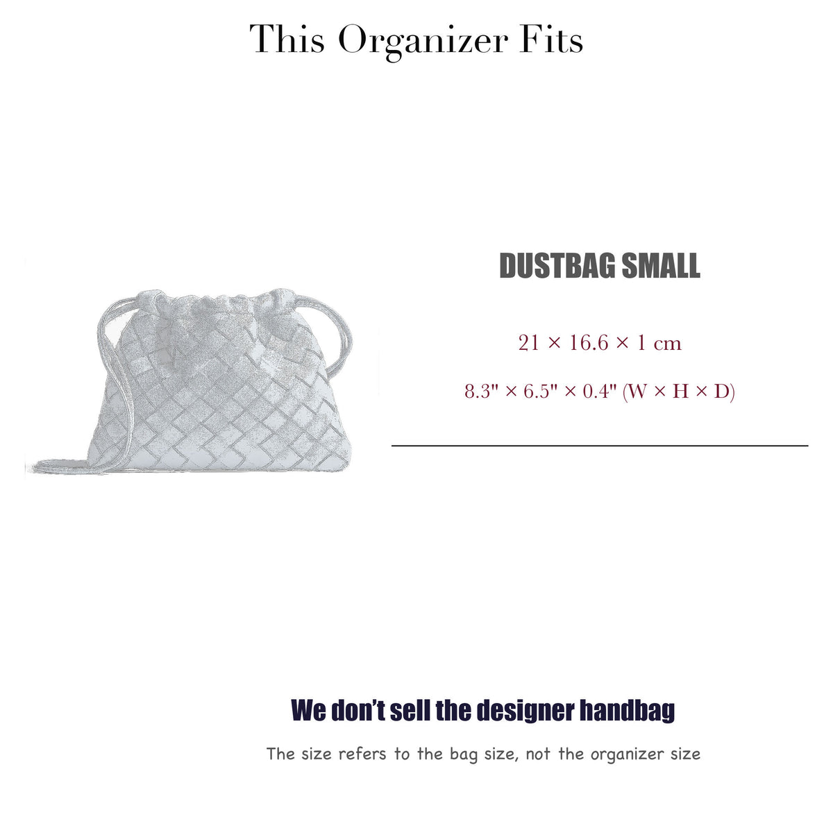 Bag Insert for (Bottega Veneta, Dustbag Small) Organizer of Silk Fabric