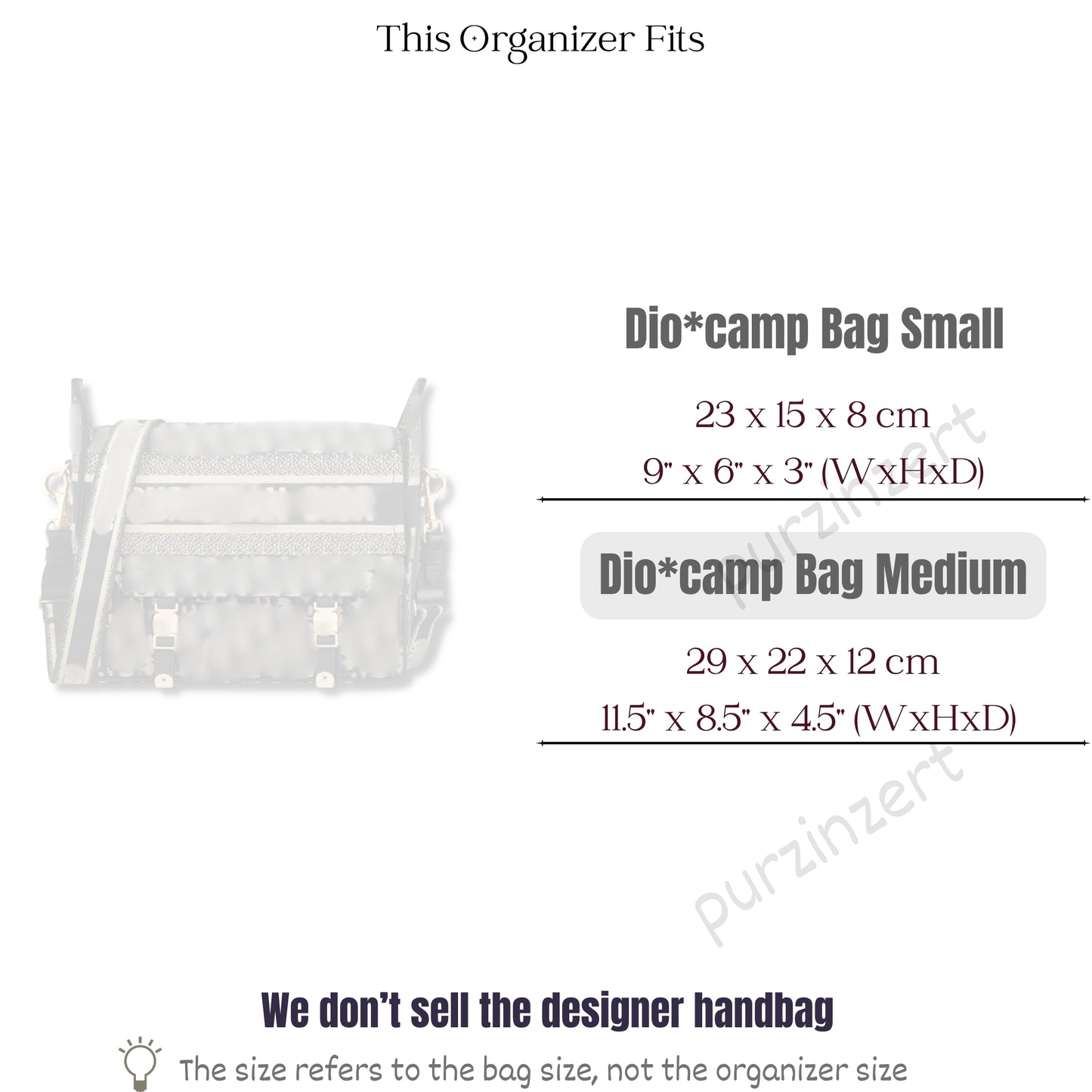 Bag Insert for (Dior, Medium Diorcamp Bag) Organizer of Felt Fabric