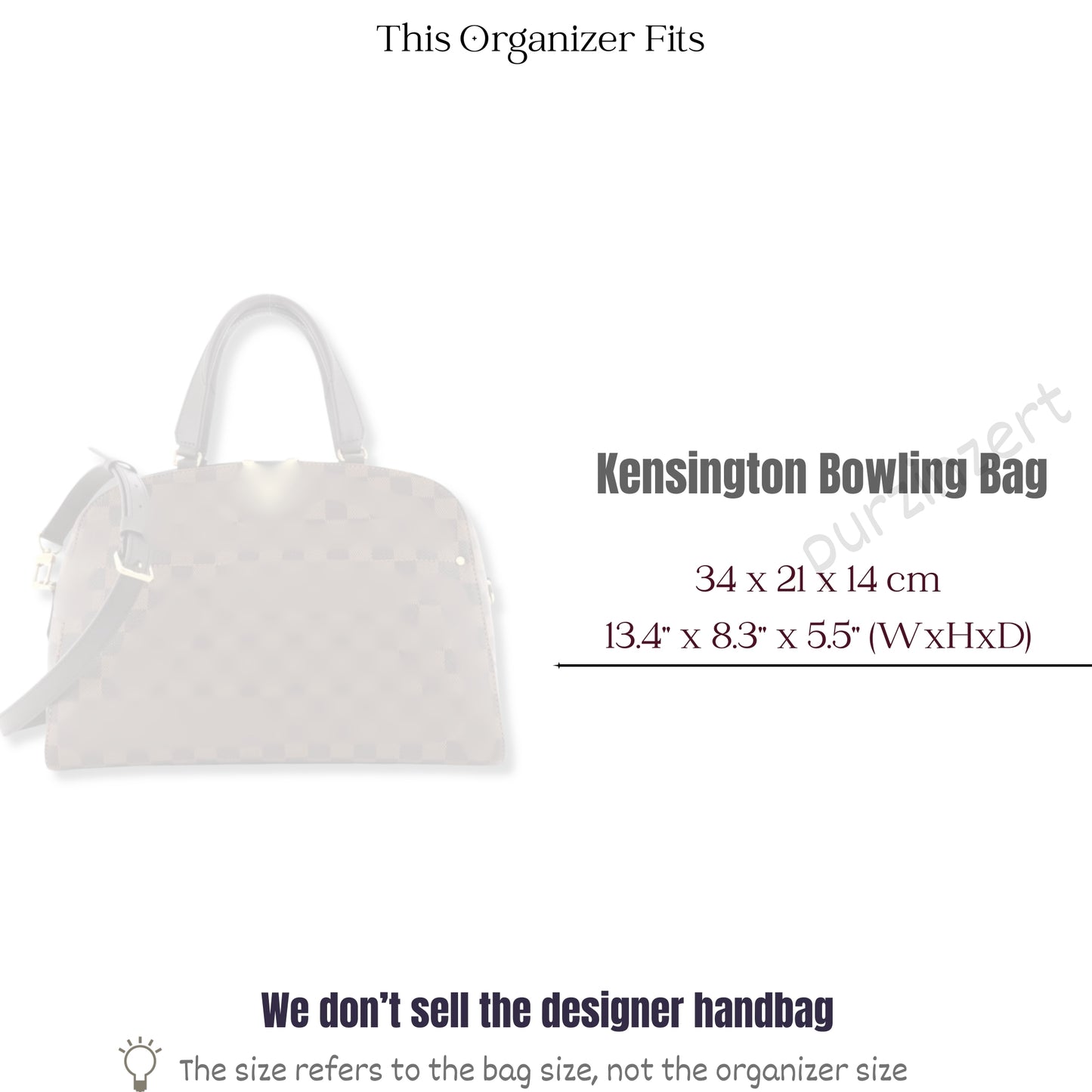 Bag Insert for (LV, Kensington Bowling) Organizer of Felt Fabric
