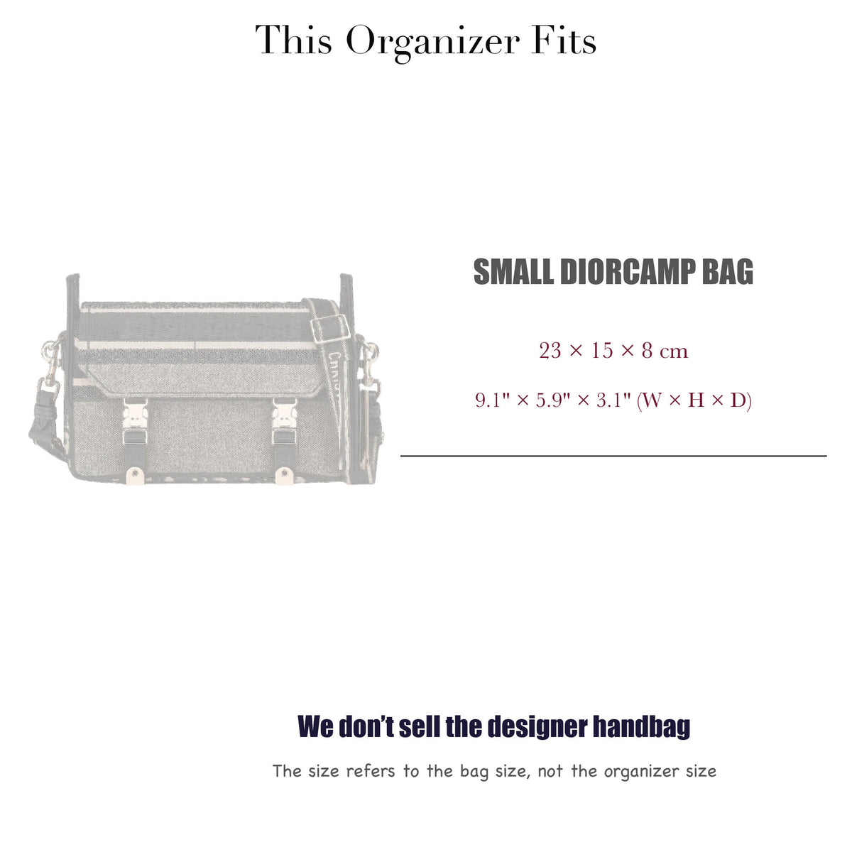 Bag Insert for (Dior, Small Diorcamp Bag) Organizer of Silk Fabric
