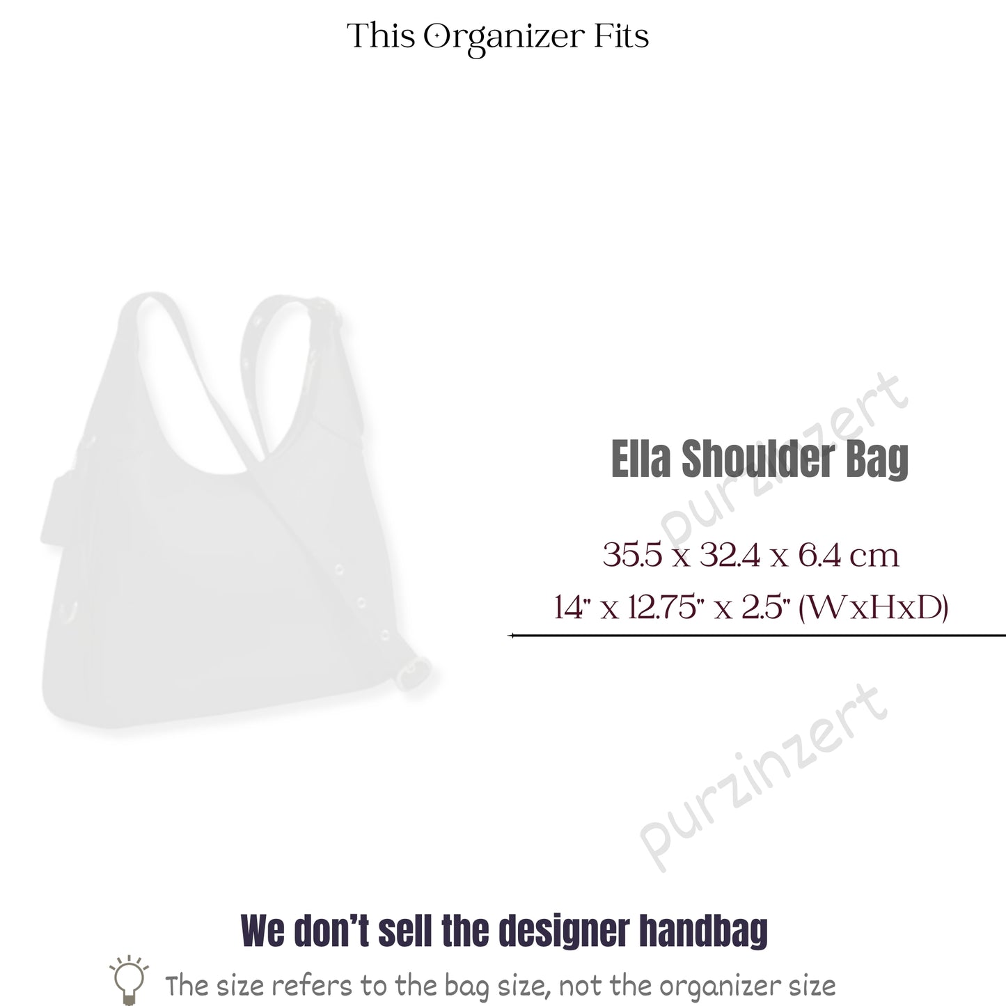 Bag Insert for (Coach, Ella Shoulder Bag) Organizer of Felt Fabric
