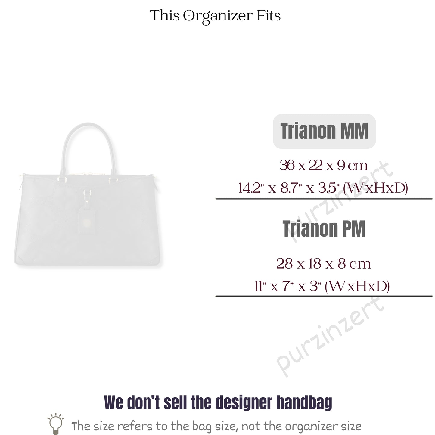 Bag Insert for (LV, Trianon MM) Organizer of Felt Fabric