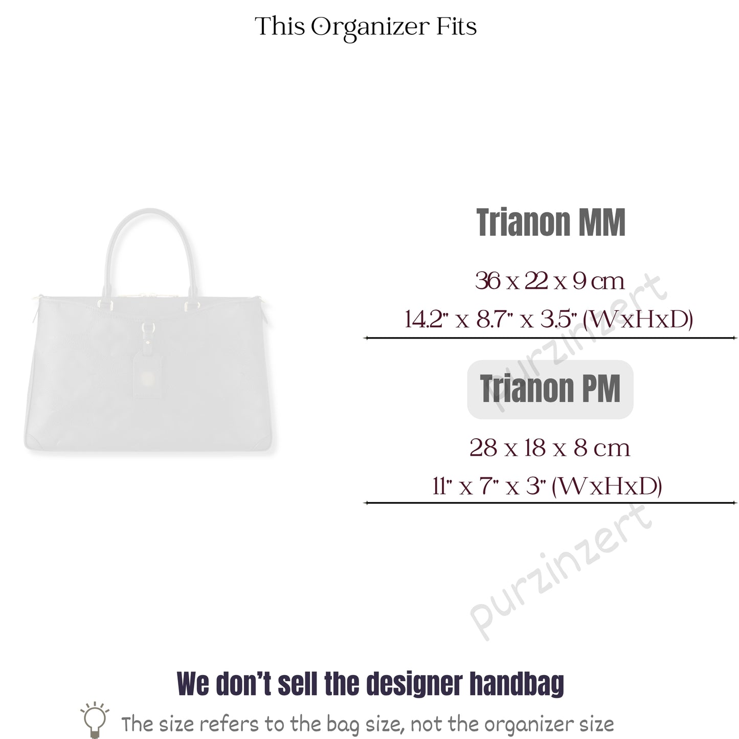 Bag Insert for (LV, Trianon PM) Organizer of Felt Fabric