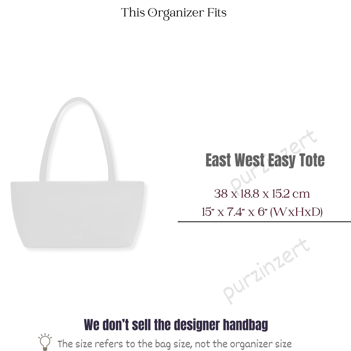 Bag Insert for (Cuyana, East West Easy Tote) Organizer of Felt Fabric