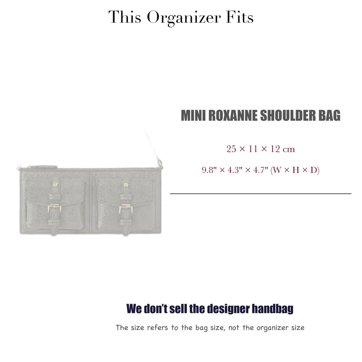 Bag Insert for (Mulberry, Mini Roxanne Shoulder Bag) Organizer of Felt Fabric