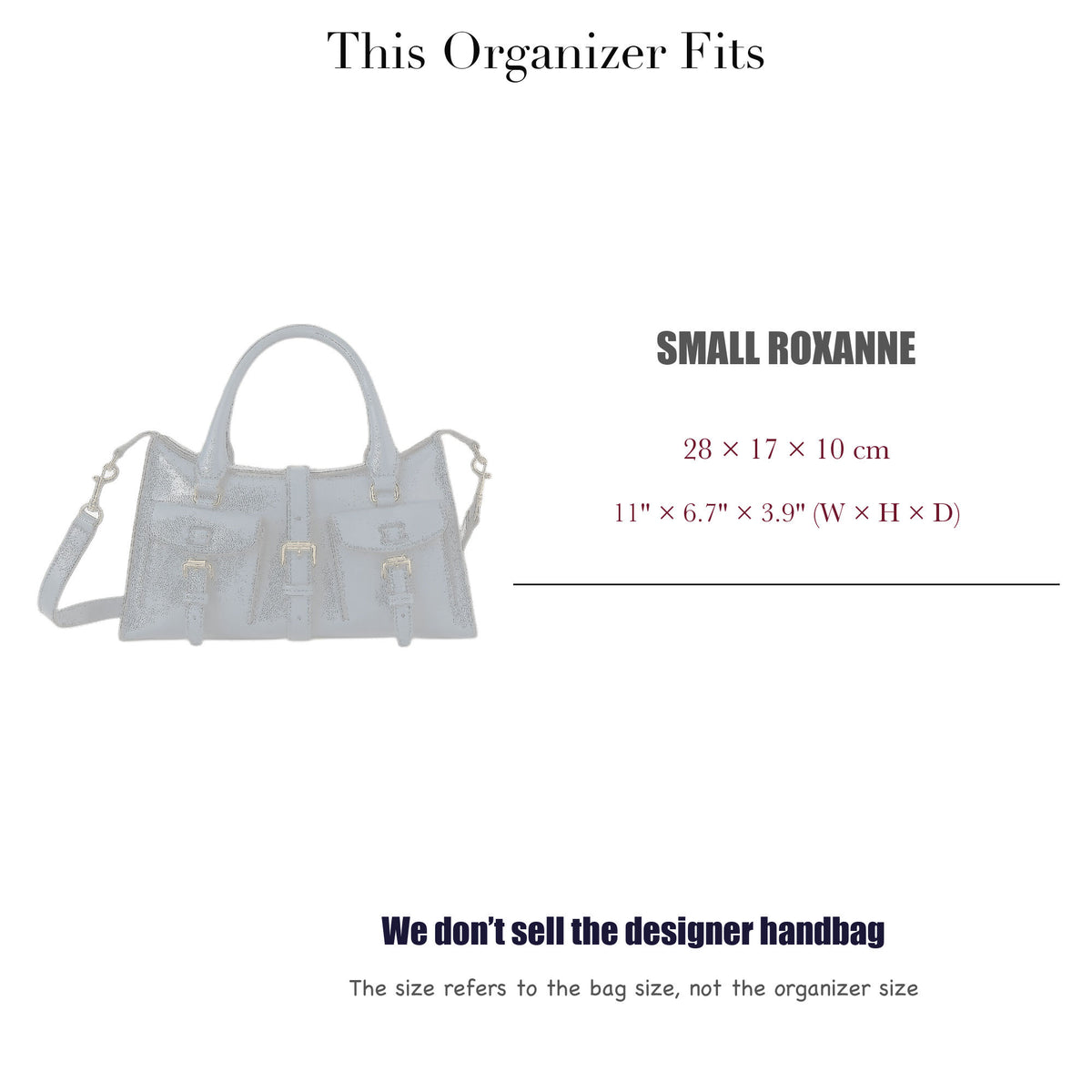 Bag Insert for (Mulberry, Small Roxanne) Organizer of Silk Fabric
