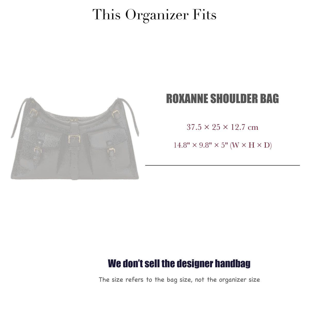 Bag Insert for (Mulberry, Roxanne Shoulder Bag) Organizer of Silk Fabric