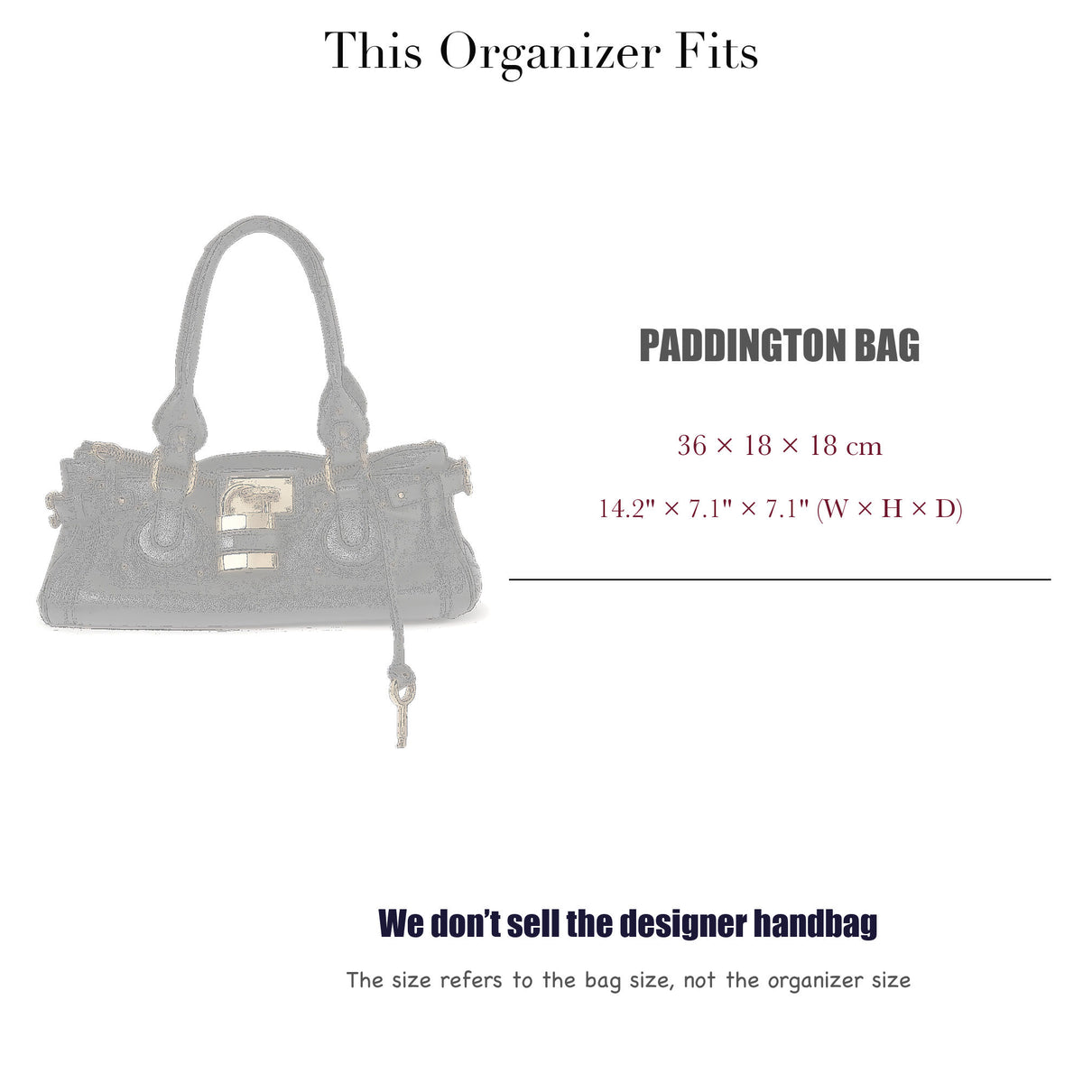 Bag Insert for (Chloe, Paddington bag) Organizer of Silk Fabric