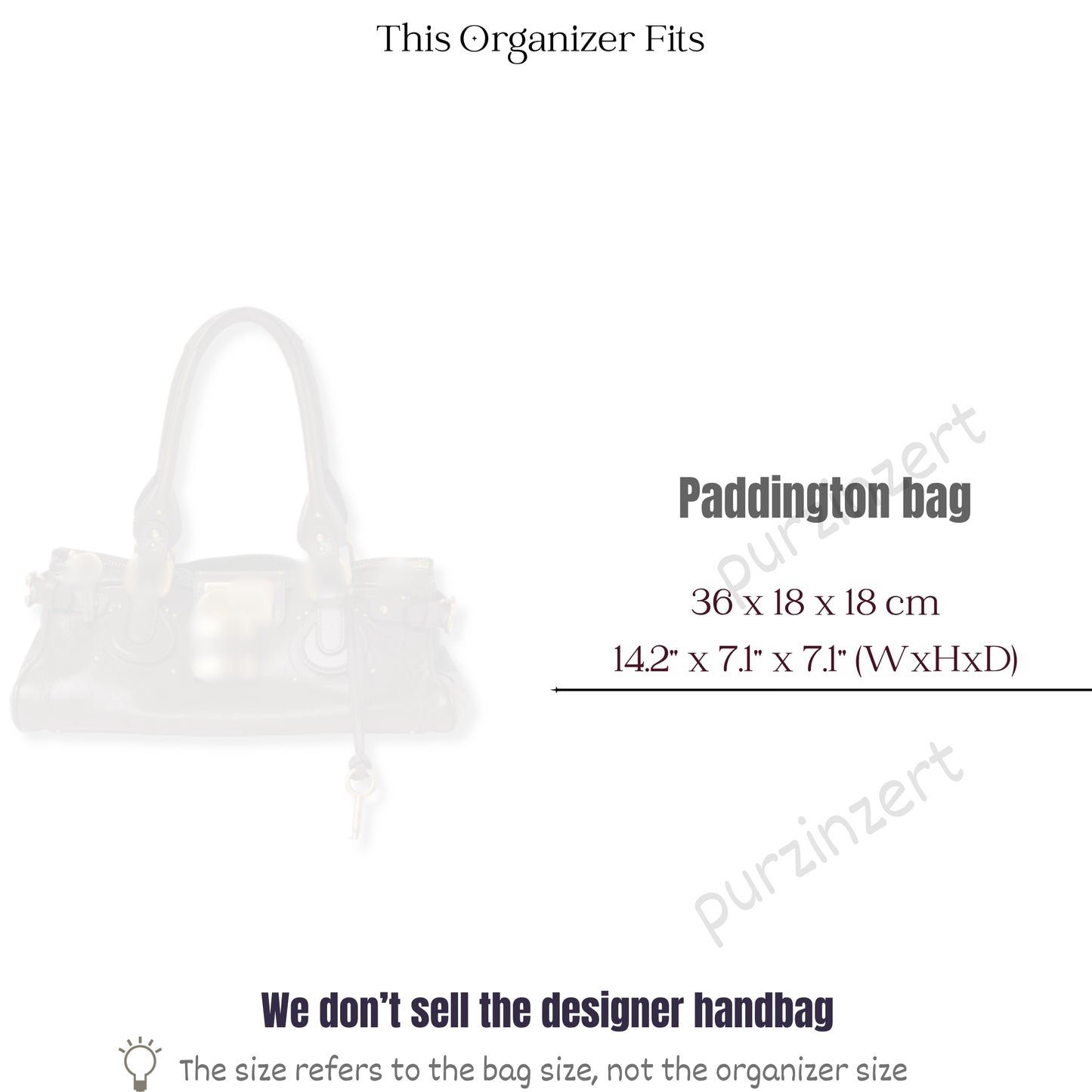 Bag Insert for (Chloe, Paddington bag) Organizer of Felt Fabric