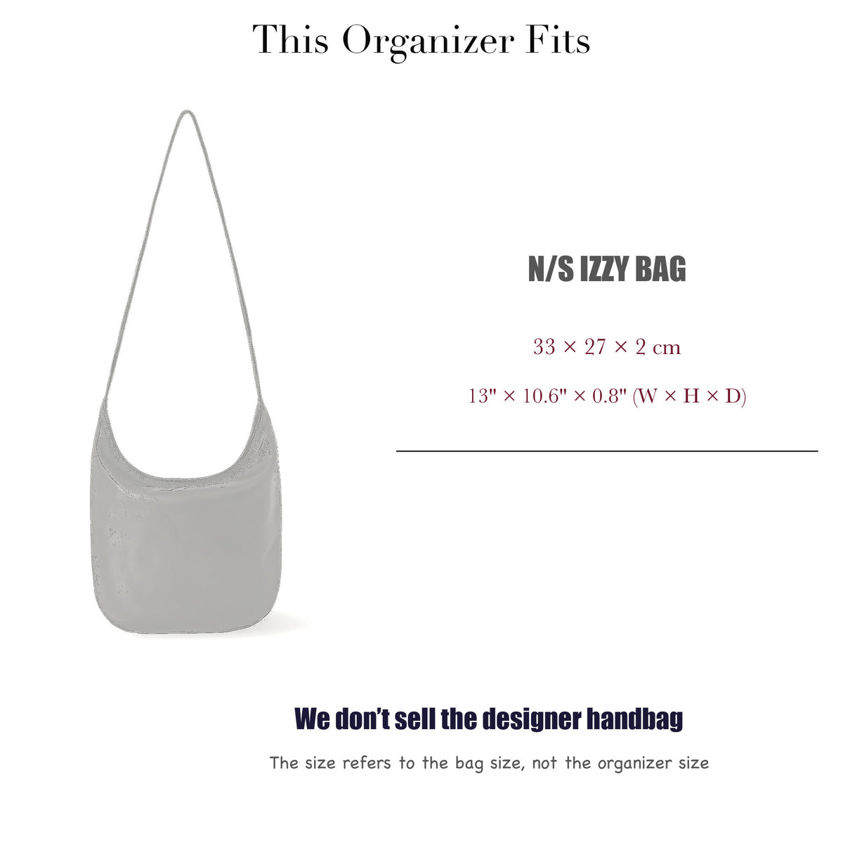 Bag Insert for (The Row, N/S Izzy Bag) Organizer of Silk Fabric