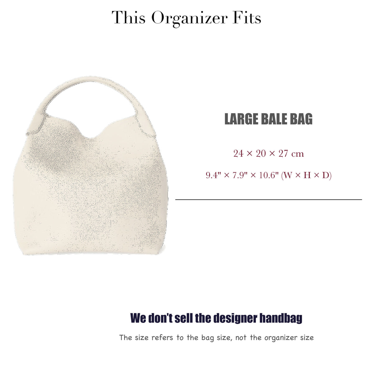 Bag Insert for (Loro Piana, Large Bale bag) Organizer of Nylon Fabric