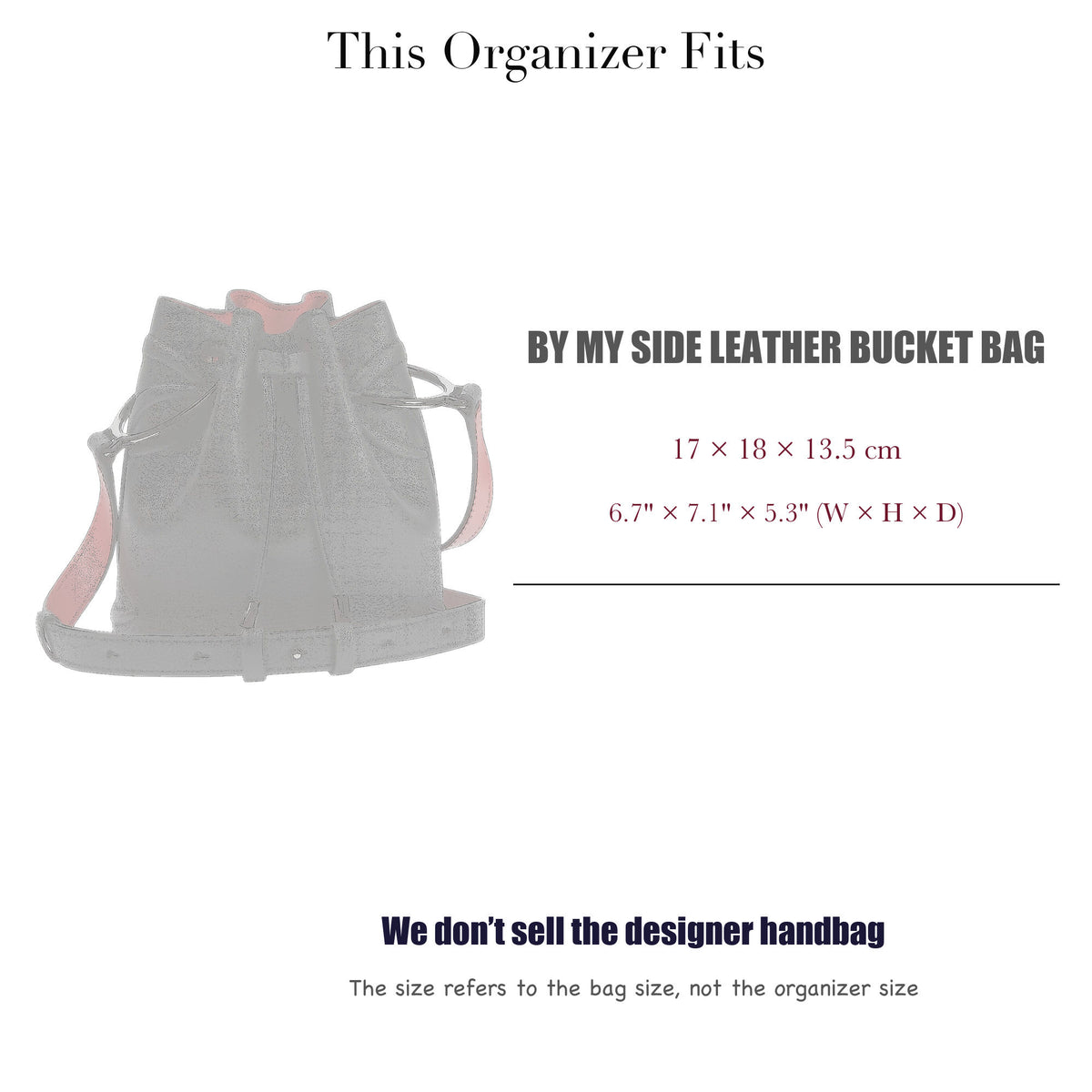 Bag Insert for (Christian Louboutin, By My Side leather bucket bag) Organizer of Nylon Fabric
