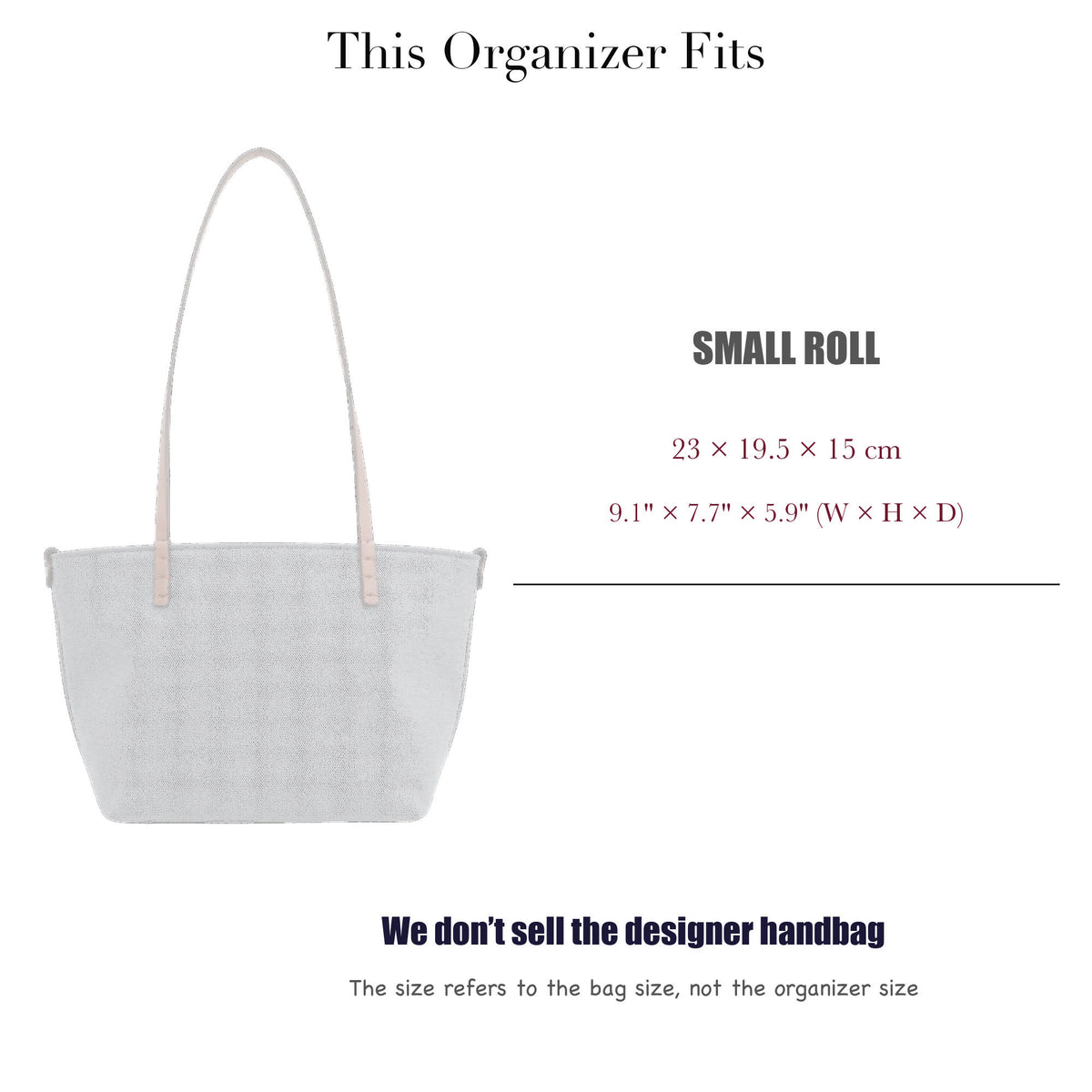 Bag Insert for (Fendi, Small Roll) Organizer of Silk Fabric