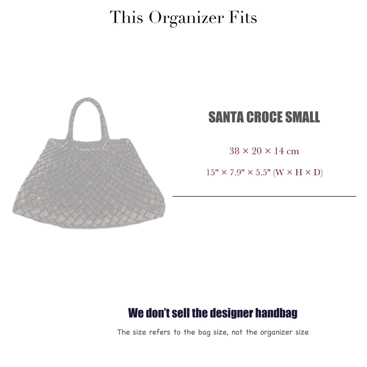 Bag Insert for (Dragon Diffusion, Santa Croce Small) Organizer of Silk Fabric